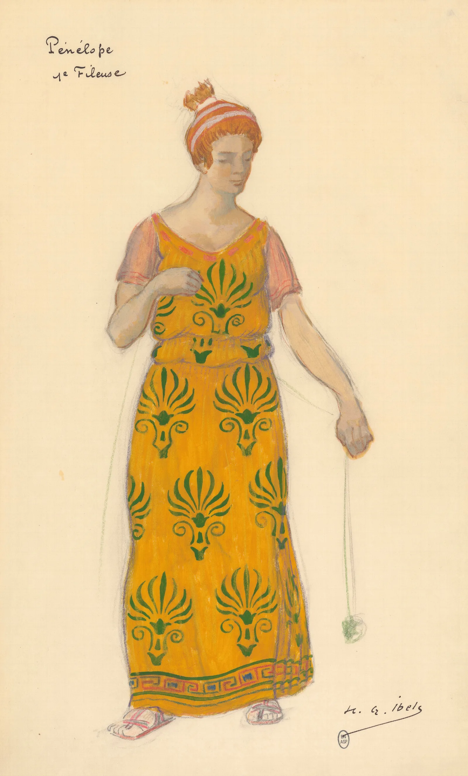 Penelope Maquette De Costume Melanthe Premiere Fileuse Lucy Vuillemin Wall Art by Henri-Gabriel Ibels - Canvas Print