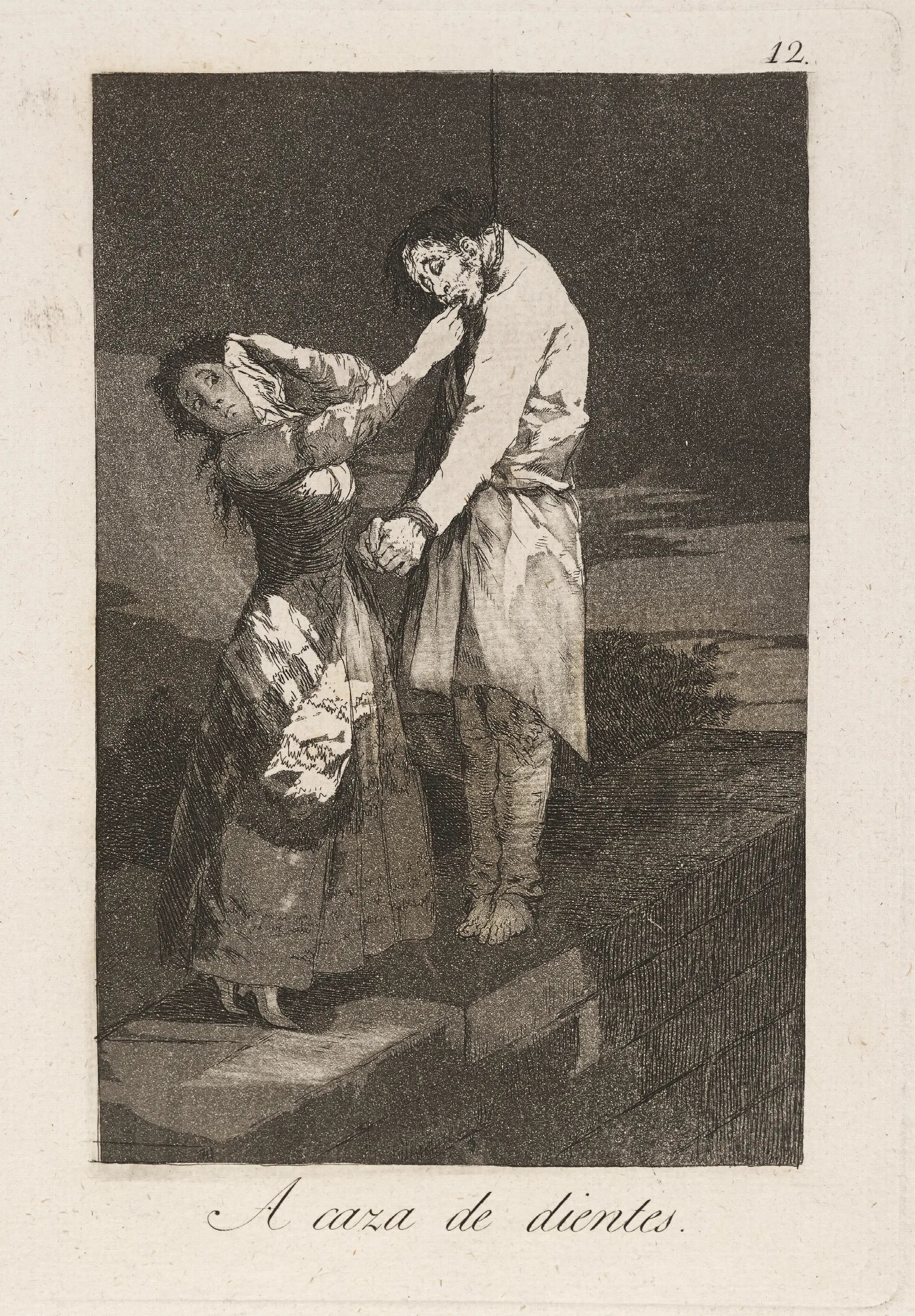 A Caza De Dientes Out Hunting For Teeth Wall Art by Francisco de Goya - Canvas Print