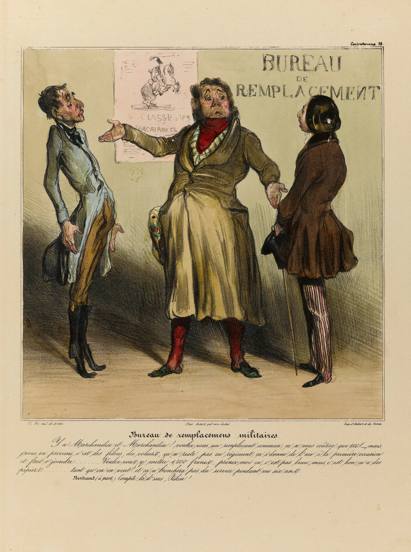 Bureau De Remplacemens Militaires Wall Art by Honoré Daumier - Canvas Print