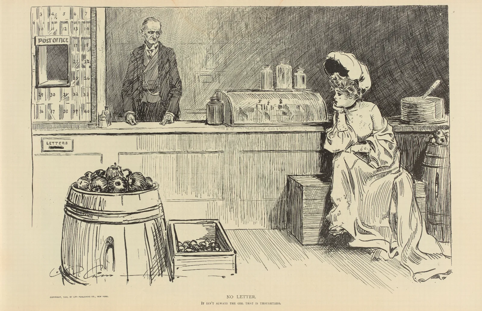 No Letter Wall Art by Charles Dana Gibson - Canvas Print