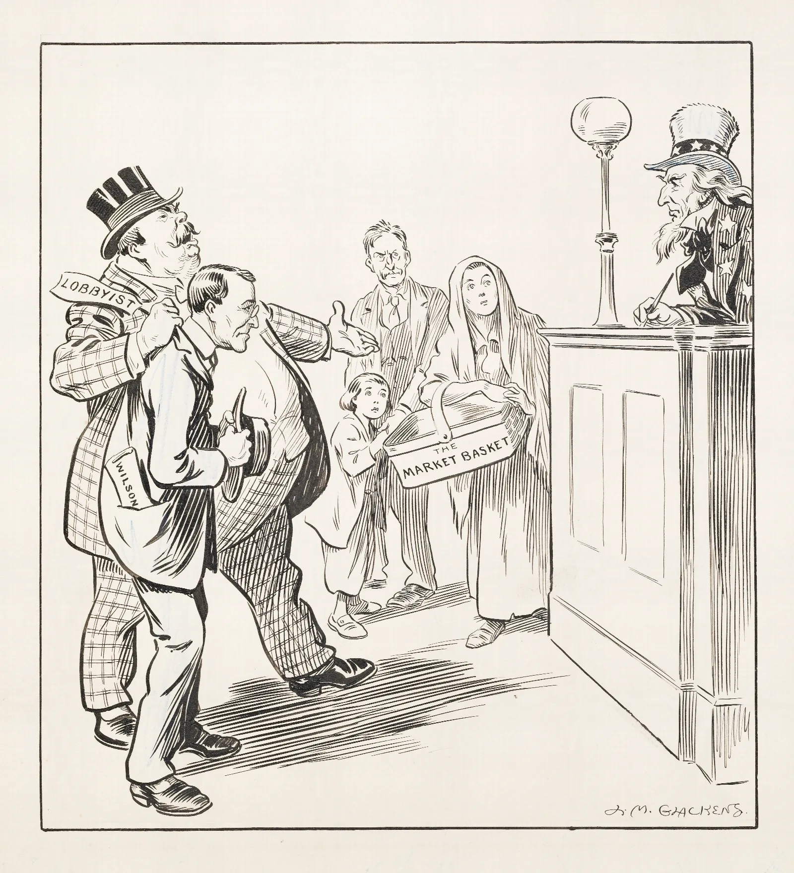 Uncle Sam As Judge In A Courtroom Wall Art by Louis Glackens - Canvas Print
