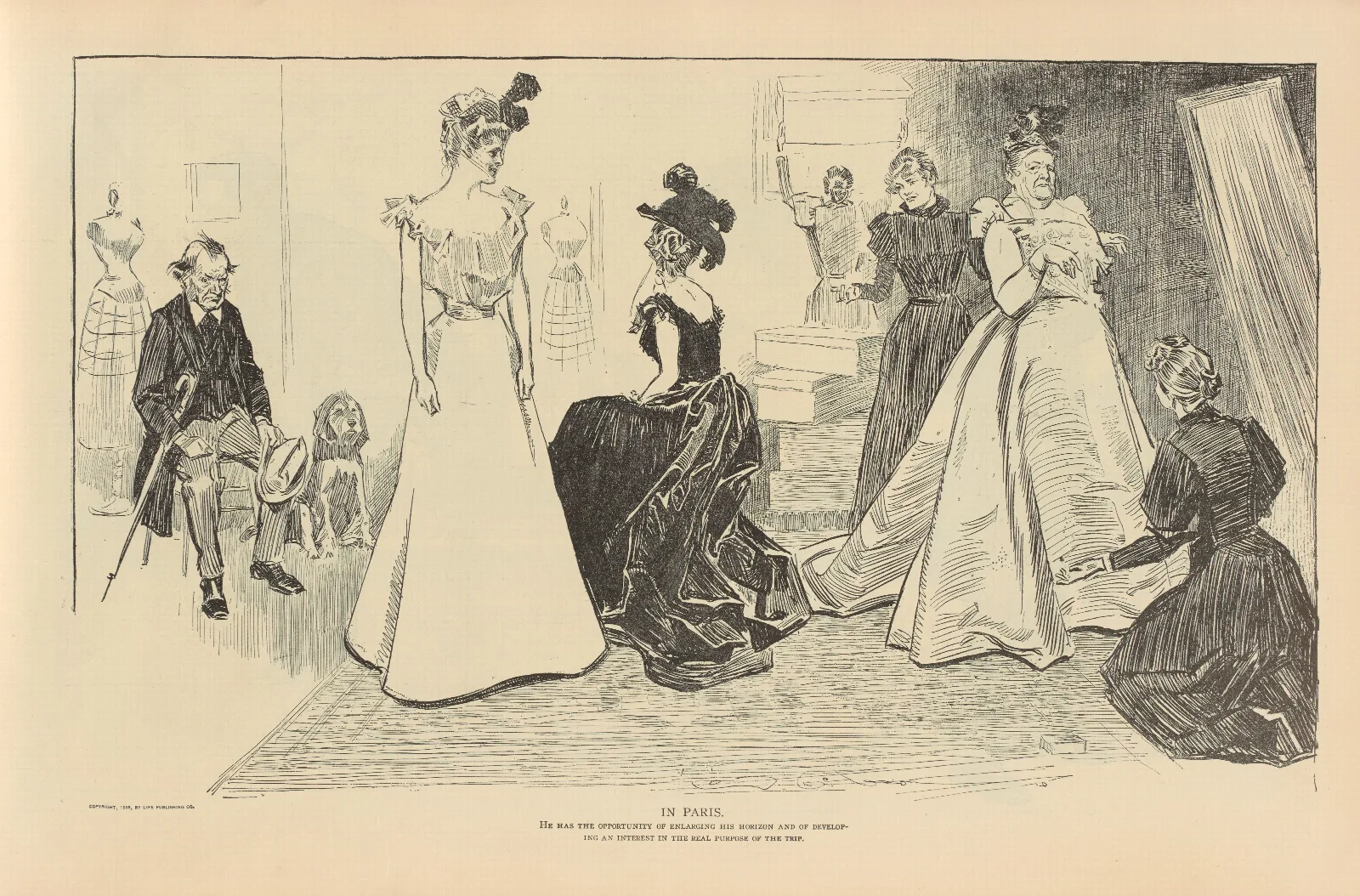 In Paris He Has The Opportunity Of Enlarging His Horizon Wall Art by Charles Dana Gibson - Canvas Print