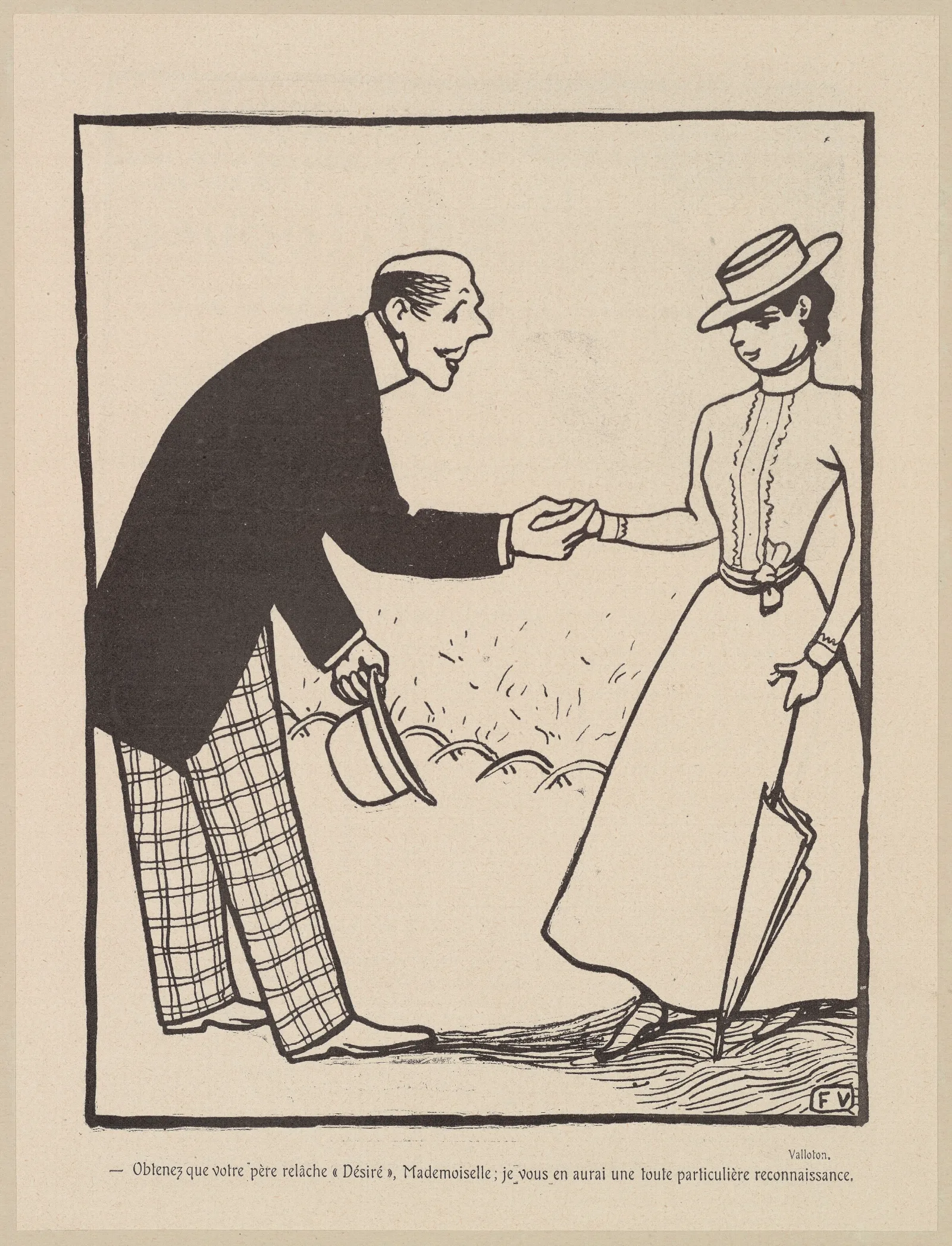 Oblenez Que Votre Pere Relache Desire Mademoiselle Je Vous En Aurai Une Toute Parliculiere Reconnaissance Wall Art by Félix Vallotton - Canvas Print