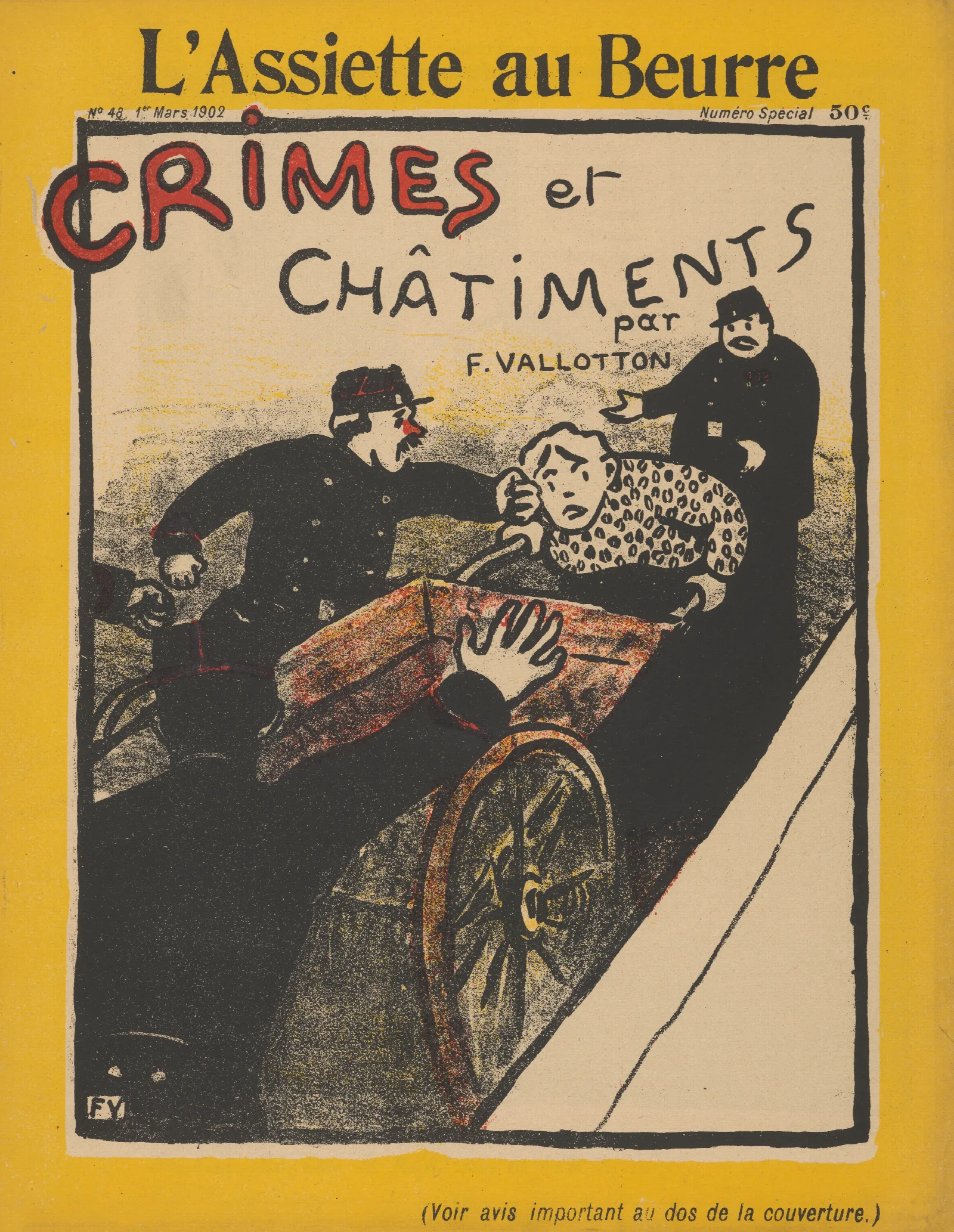 Crimes Et Chatiments Cover Wall Art by Félix Vallotton - Canvas Print