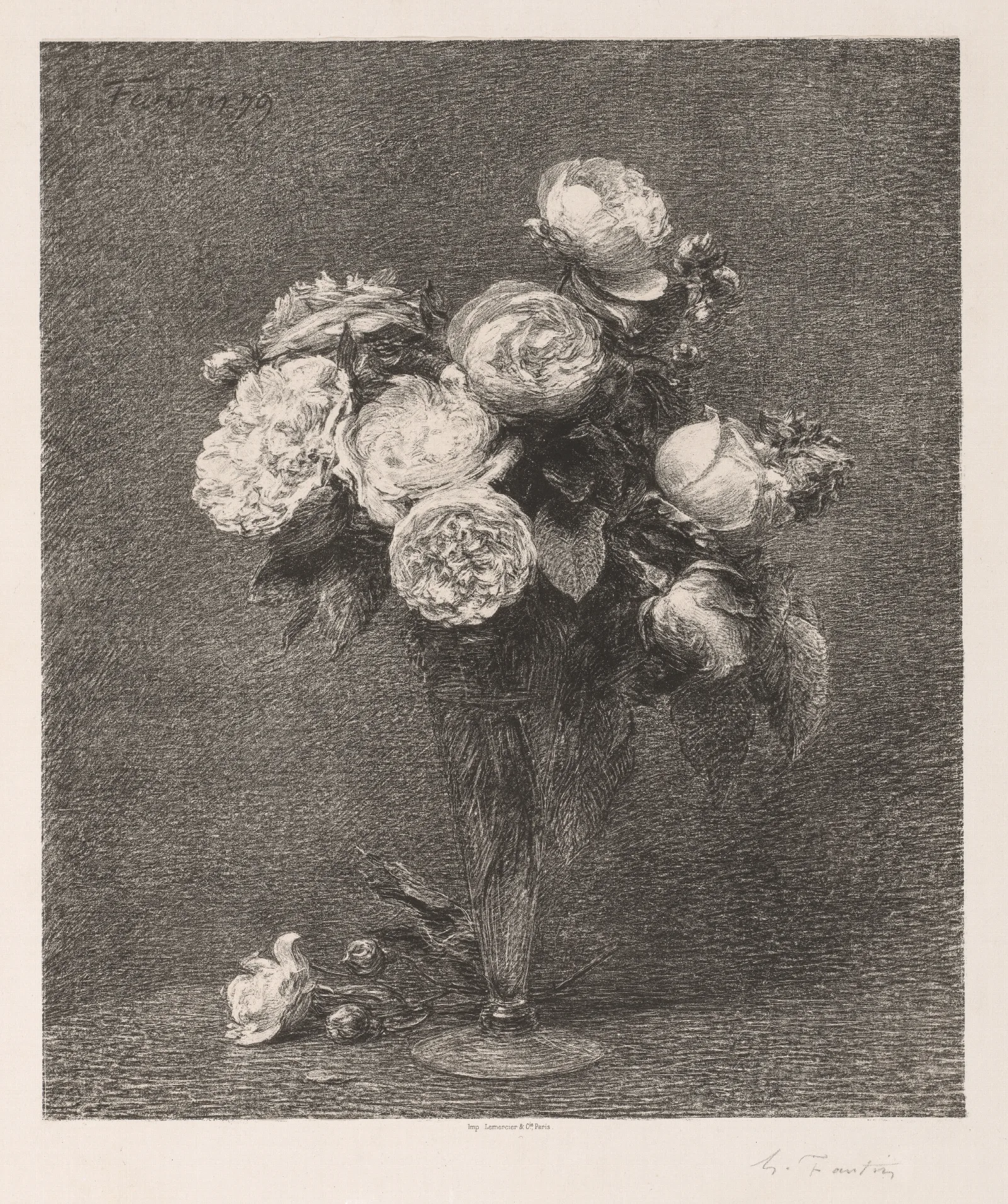 Bouquet Of Roses 4 Wall Art by Henri Fantin-Latour - Canvas Print