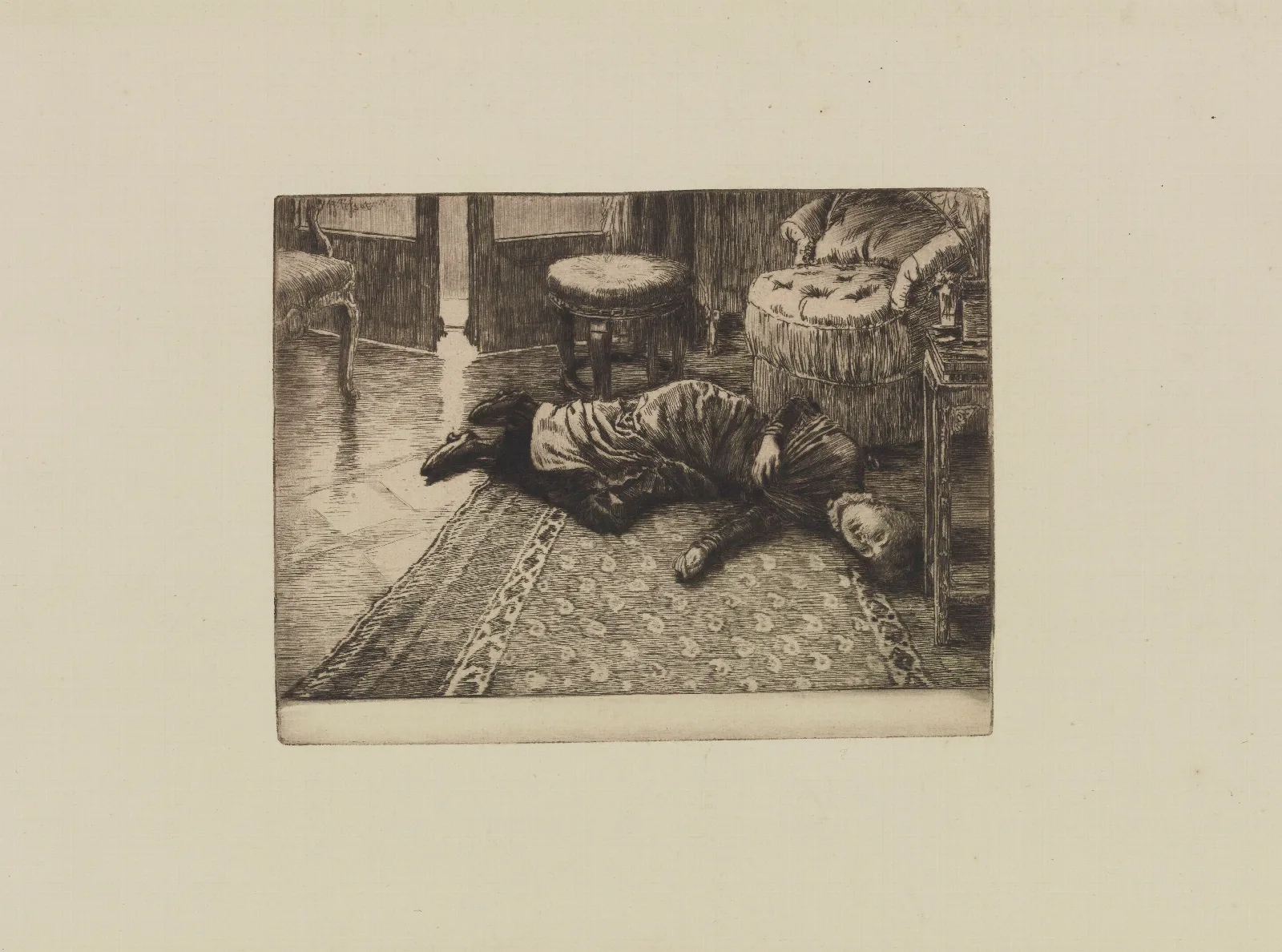 Renee Fainting After Hearing Of Her Brothers Death In Duel Wall Art by James Tissot - Canvas Print