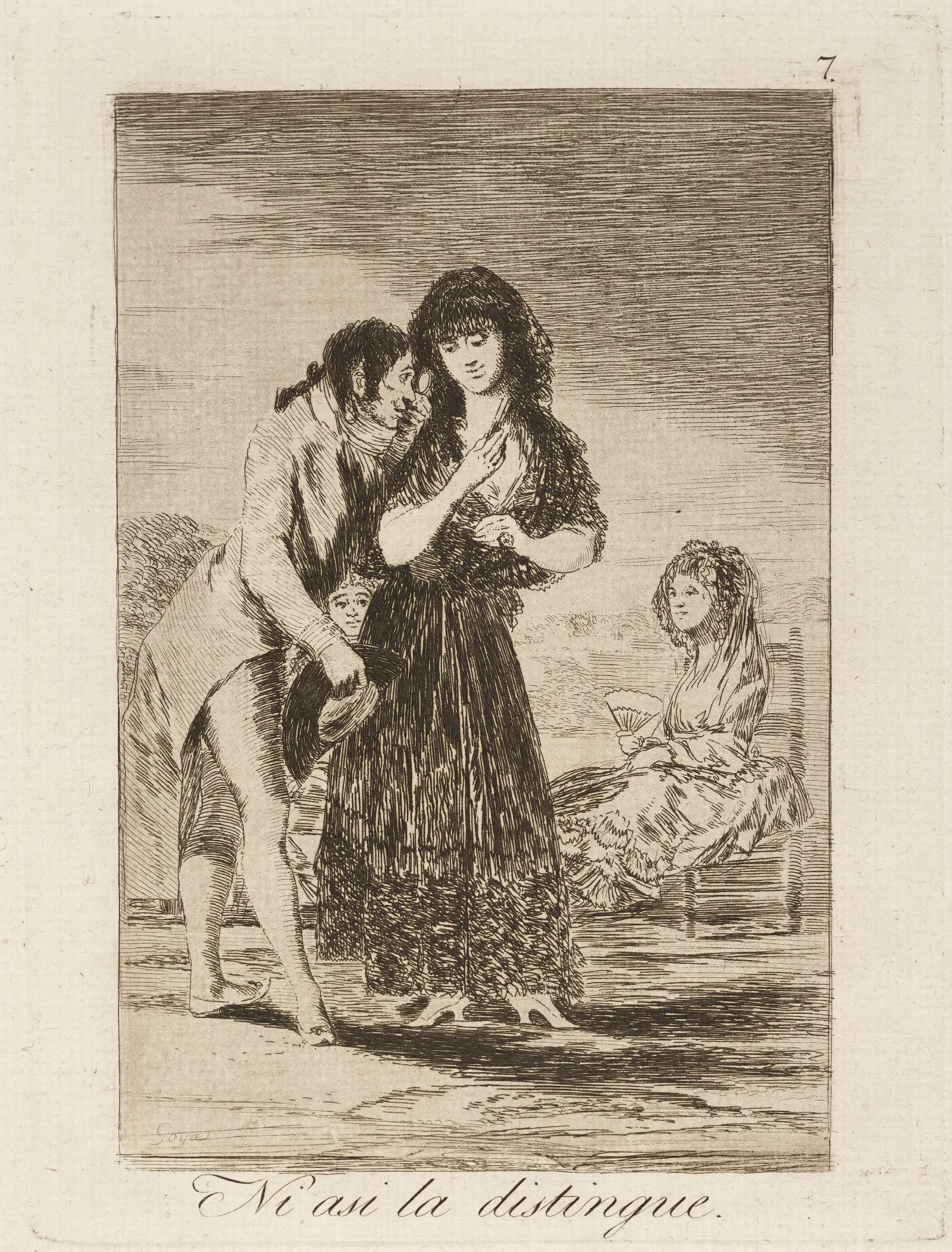 Ni Asi La Distingue Even Thus He Cannot Make Her Out Wall Art by Francisco de Goya - Canvas Print