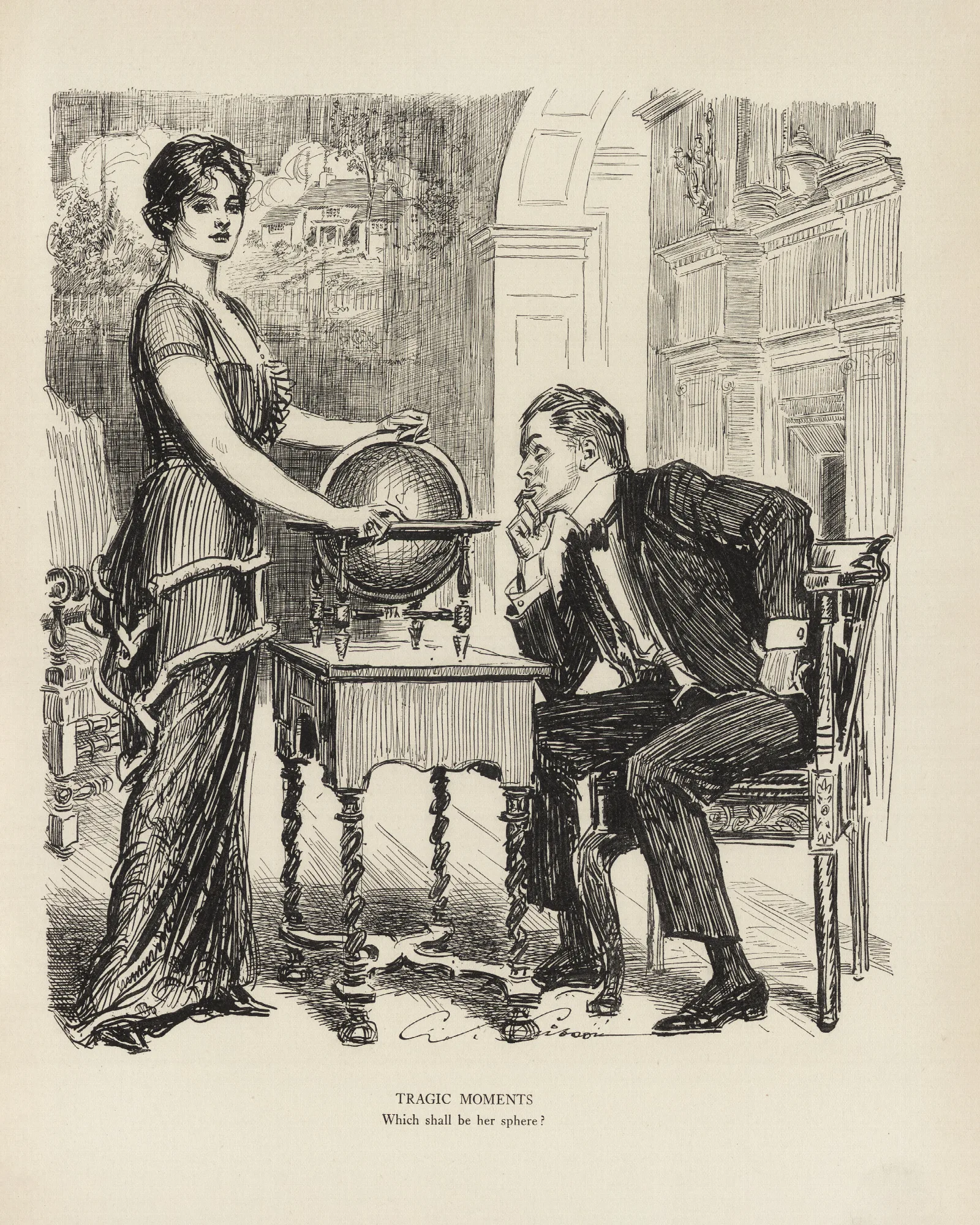 Tragic Moments Which Shall Be Her Sphere Wall Art by Charles Dana Gibson - Canvas Print