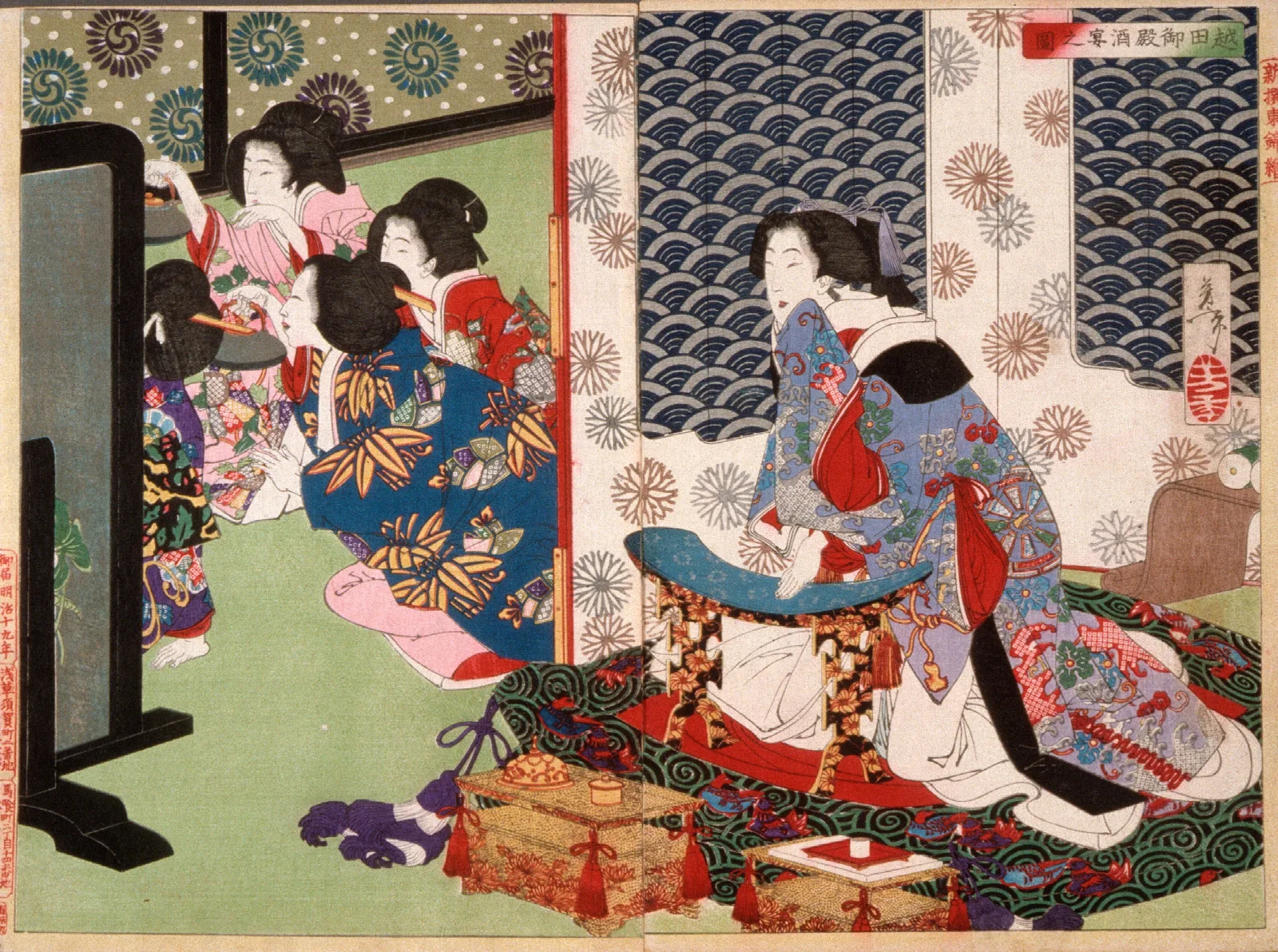 A Banquet At The Koshida Palace Wall Art by Tsukioka Yoshitoshi - Canvas Print
