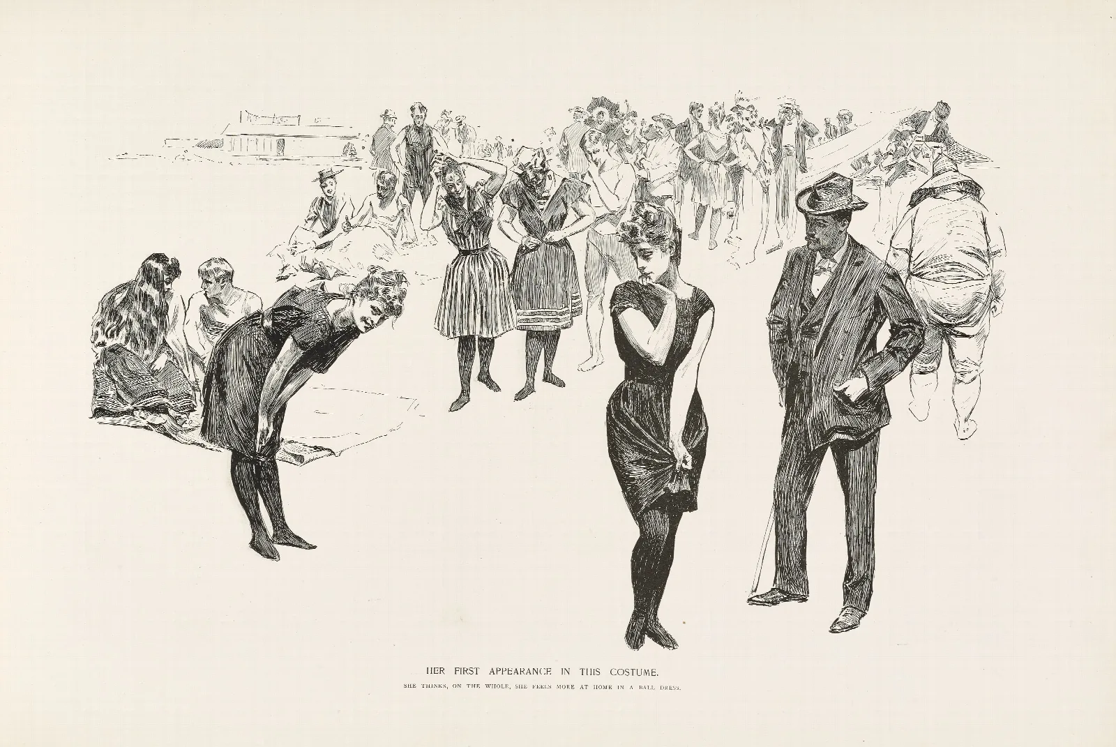 Her First Appearance In This Costume Wall Art by Charles Dana Gibson - Canvas Print