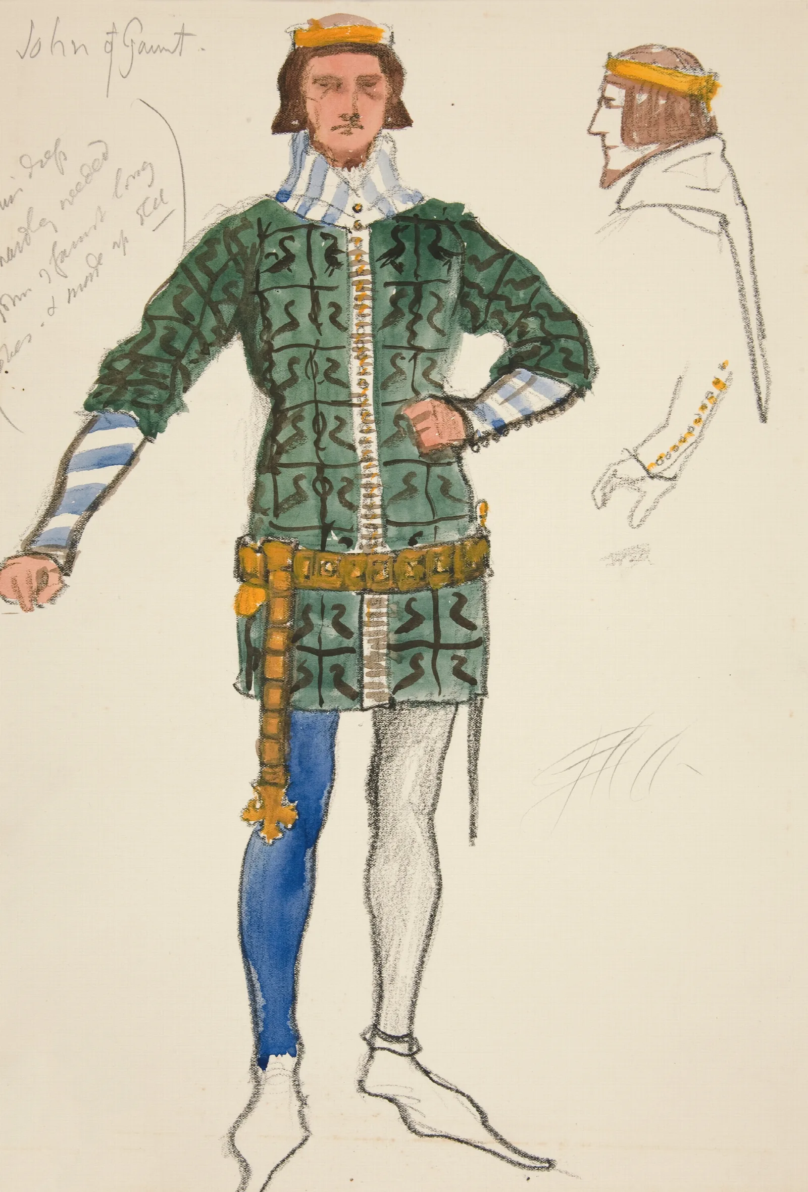 John Of Gaunt Costume Sketch For Henry Irvings Planned Production Of King Richard Ii Wall Art by Edwin Austin Abbey - Canvas Print