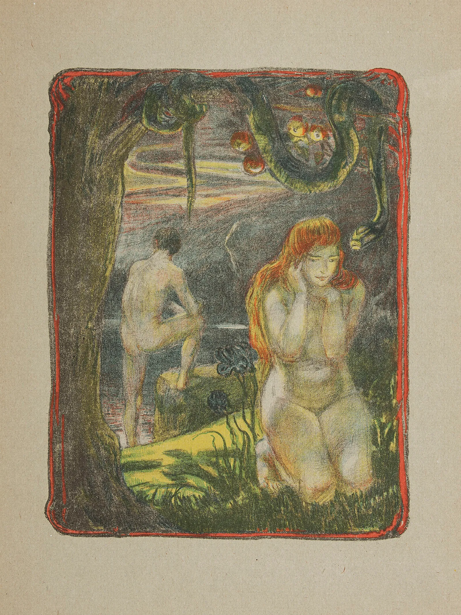 Adam And Eve 44 Wall Art by Ludwig von Hofmann - Canvas Print