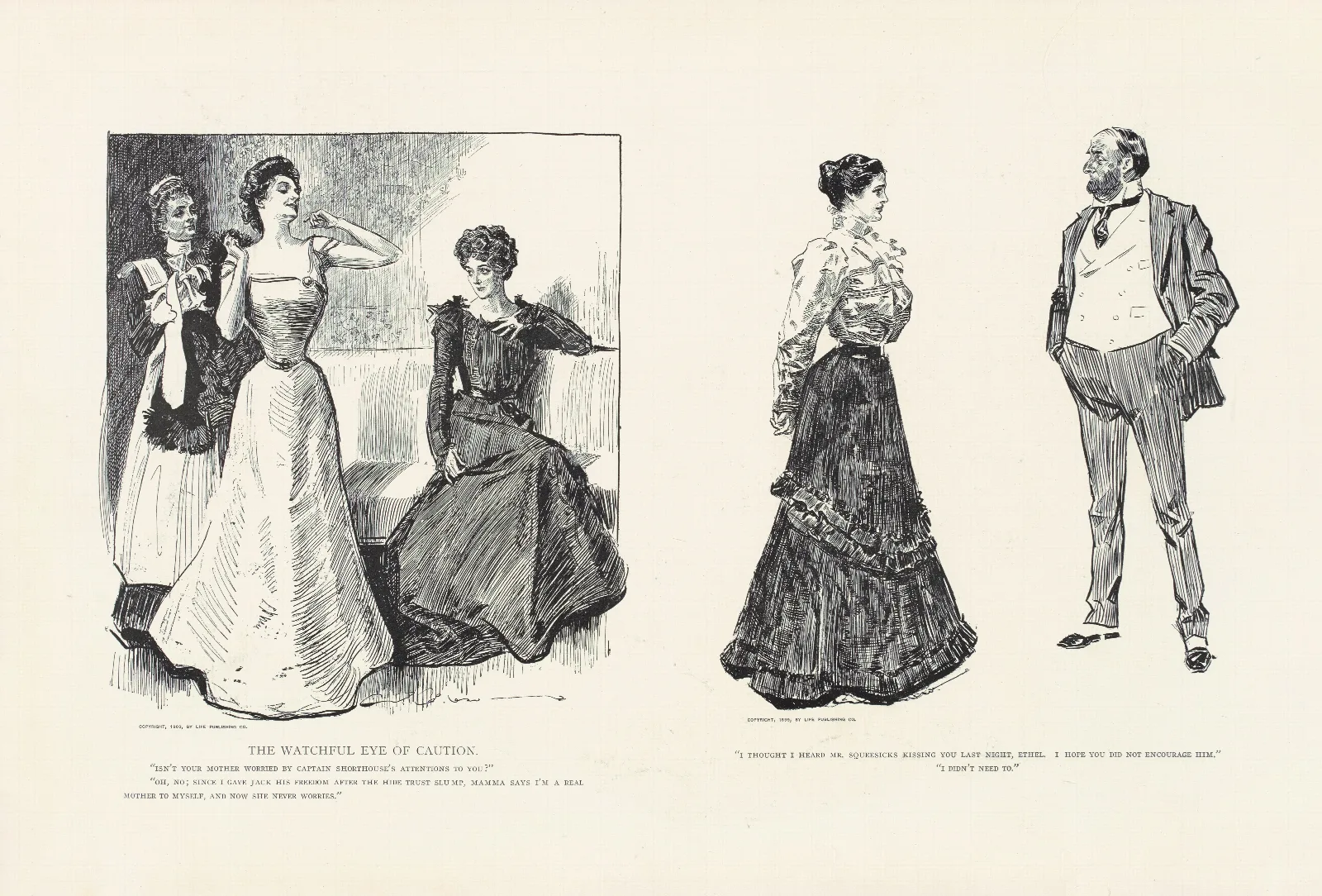 The Watchful Eye Of Caution Wall Art by Charles Dana Gibson - Canvas Print