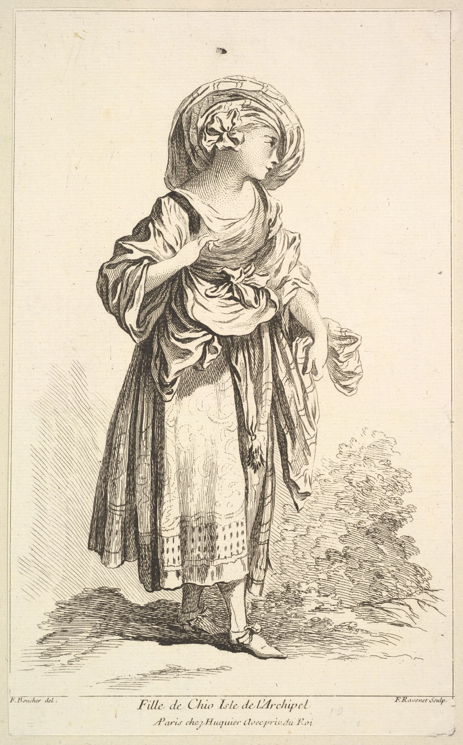 Fille De Cio Isle De Larchipel Plate 10 Wall Art by François Boucher - Canvas Print