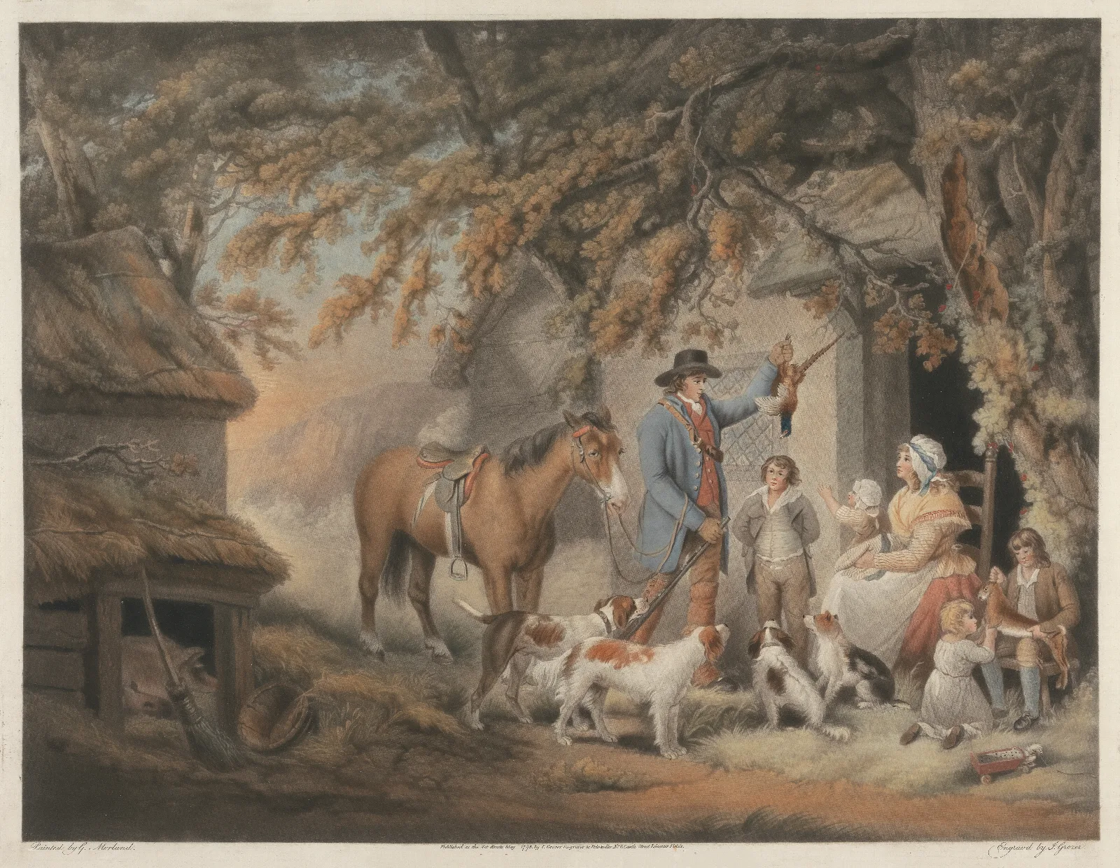 Evening Or The Sportsmans Return Wall Art by George Morland - Canvas Print