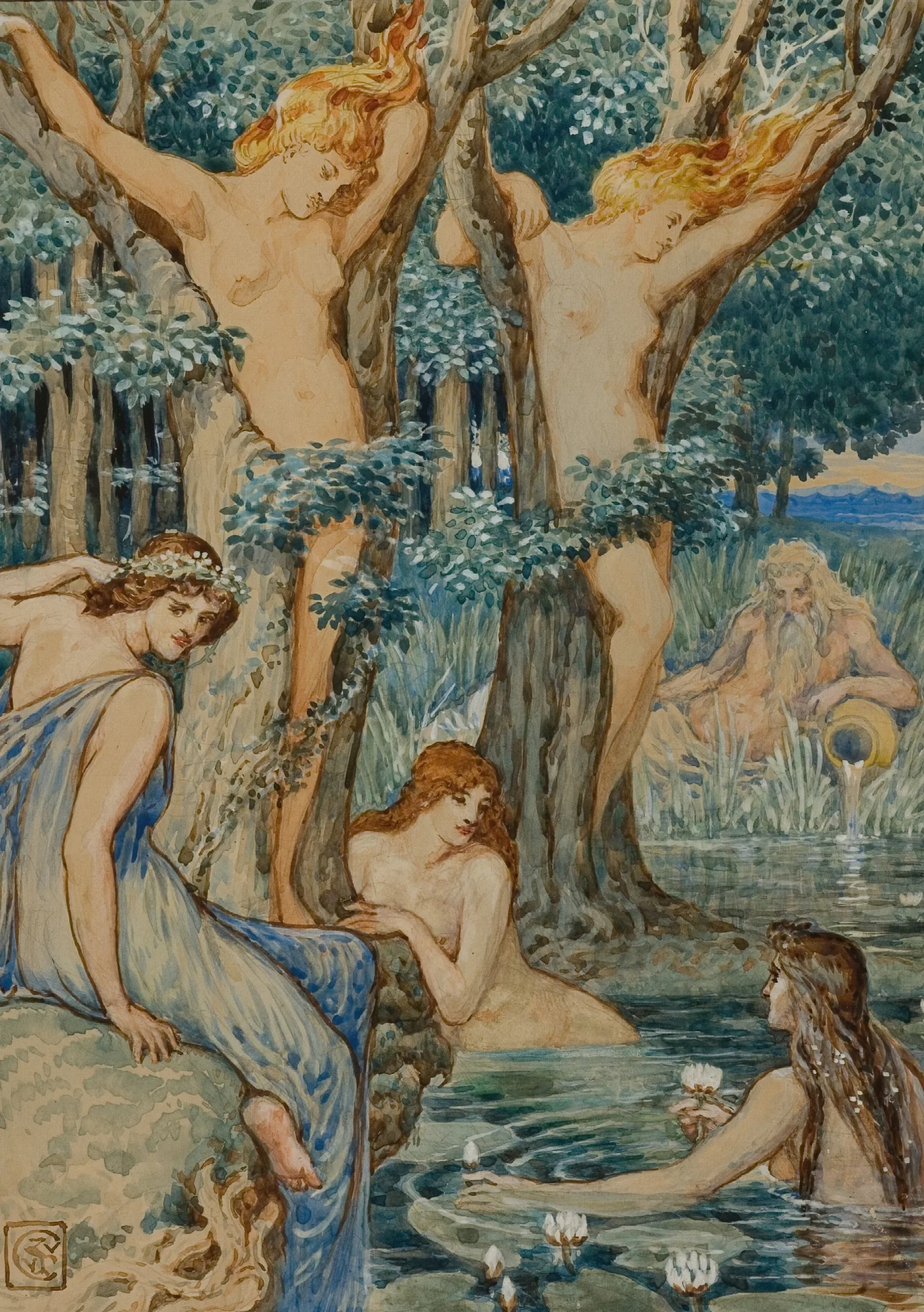 Nyads And Dryads Wall Art by Walter Crane - Canvas Print