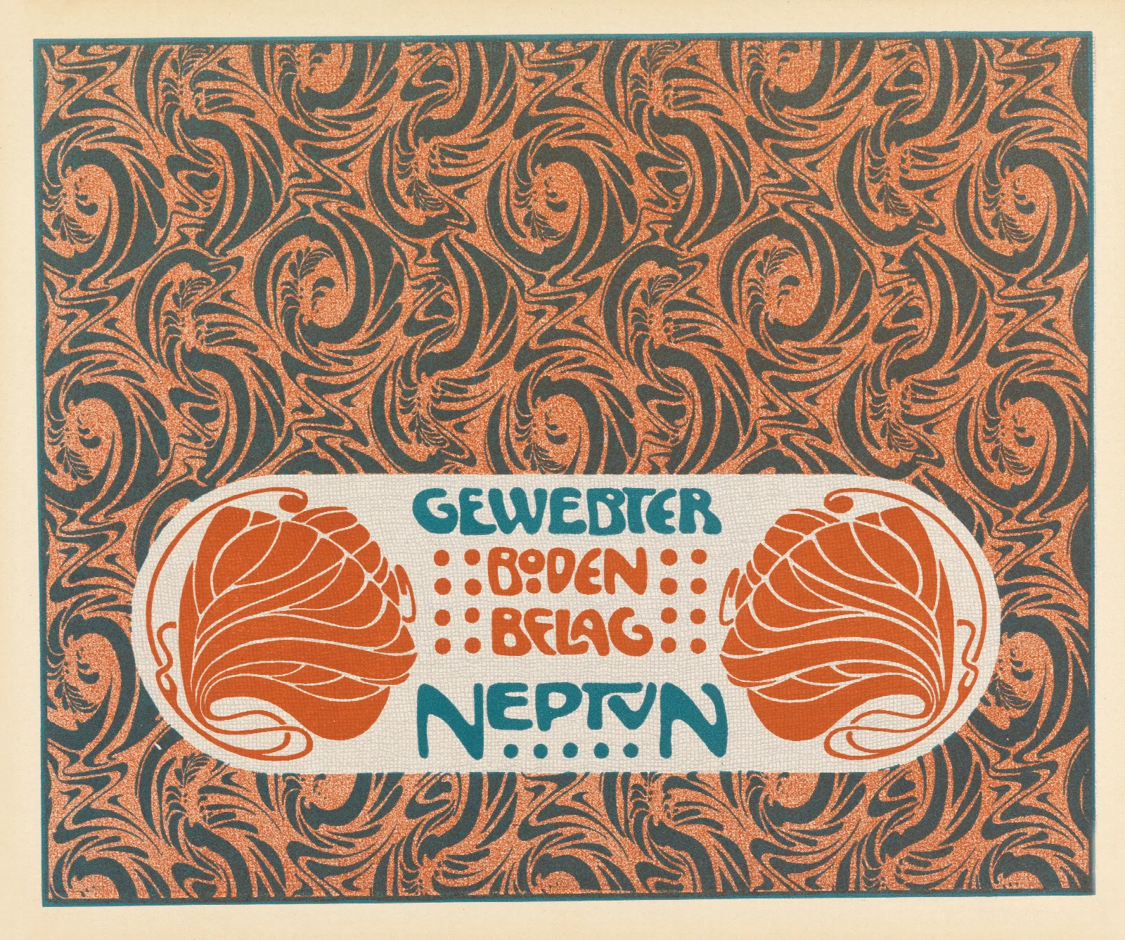 Gewebter Boden Belag Neptun Neptune Woven Floor Covering Wall Art by Koloman Moser - Canvas Print