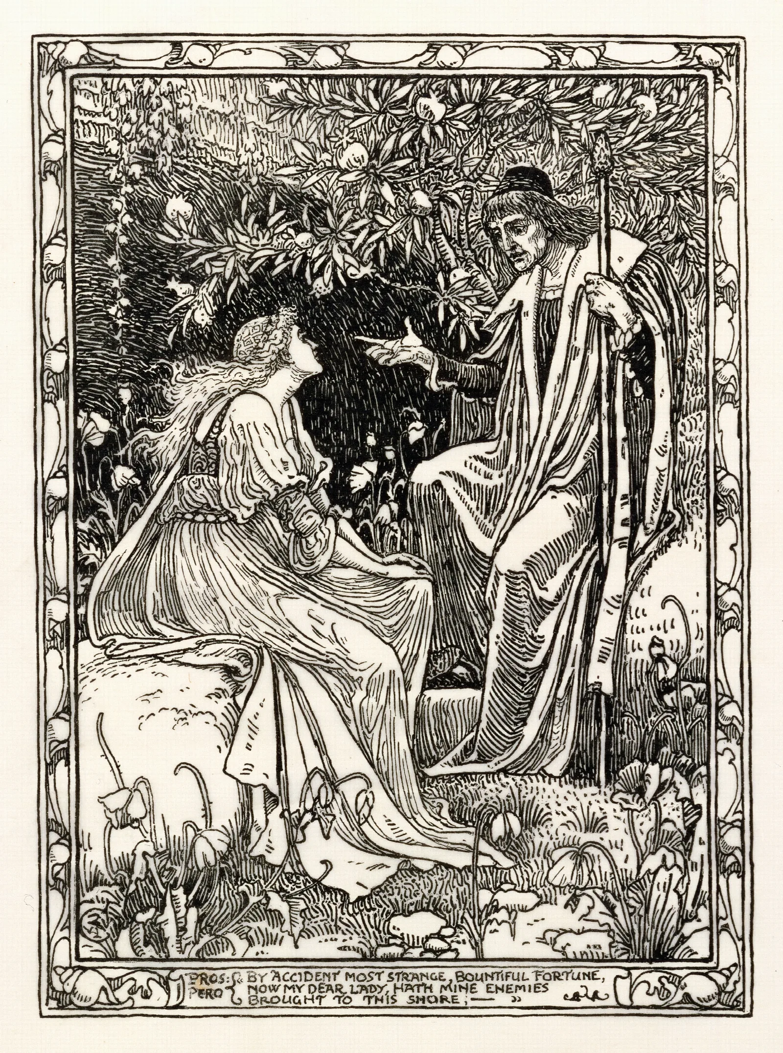 Pros By Accident Most Strange Bountiful Fortune Now My Dear Lady Hath Mine Enemies Brought To This Shore The Tempest Wall Art by Walter Crane - Canvas Print