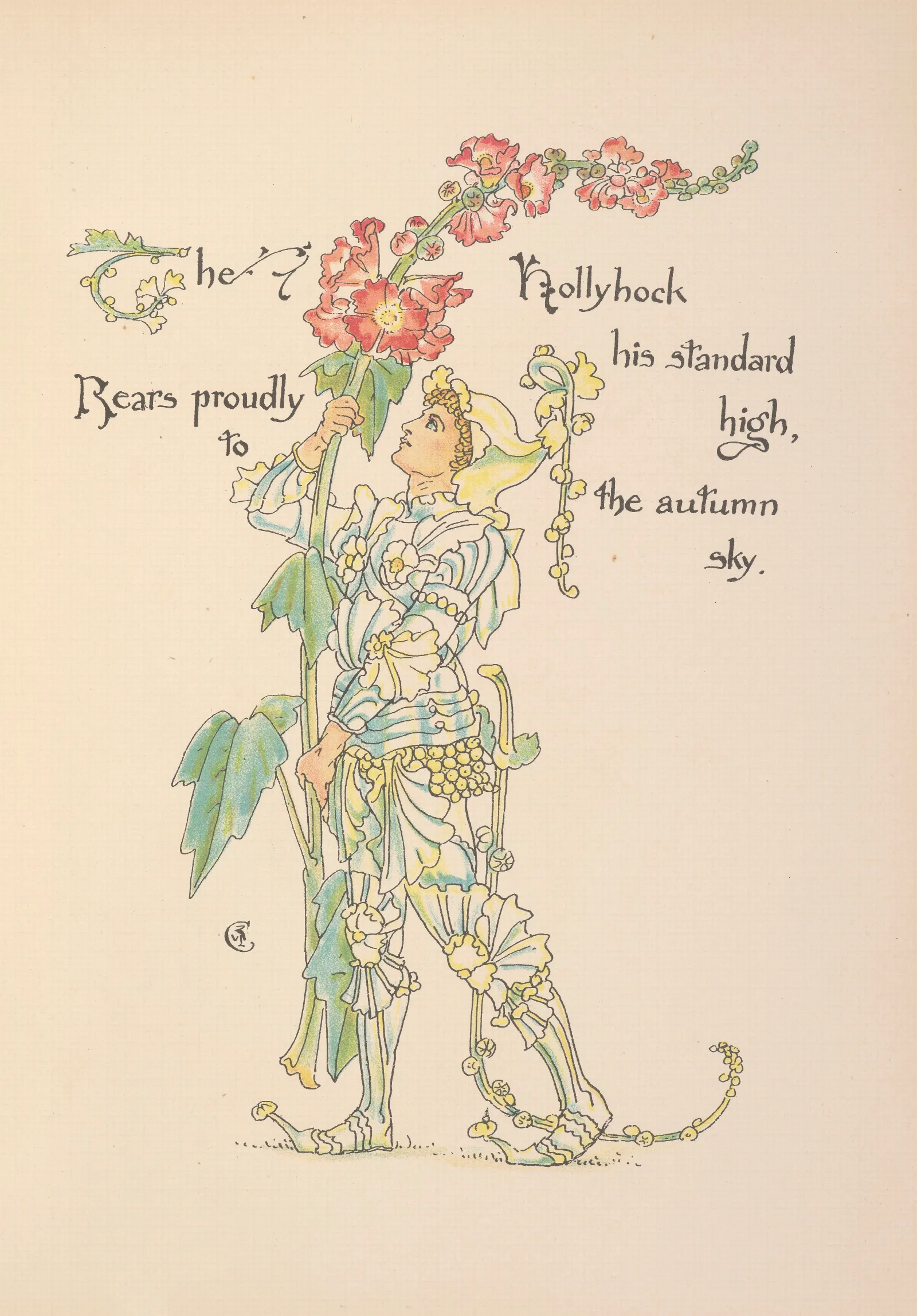 Floras Feast A Masque Of Flowers Pl 31 Wall Art by Walter Crane - Canvas Print