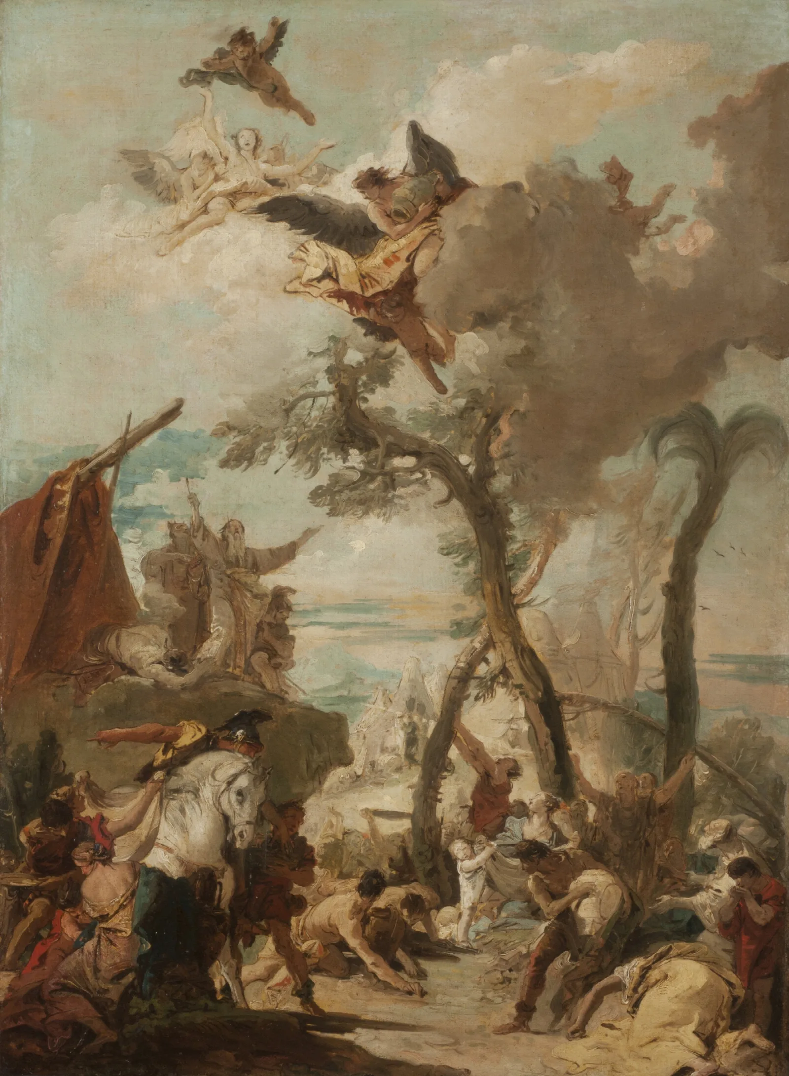 Los Hebreos Recogiendo El Mana En El Desierto Boceto Wall Art by Giovanni Battista Tiepolo - Canvas Print