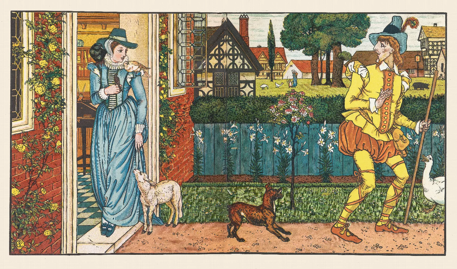 Goody Two Shoes Pl 3 Wall Art by Walter Crane - Canvas Print