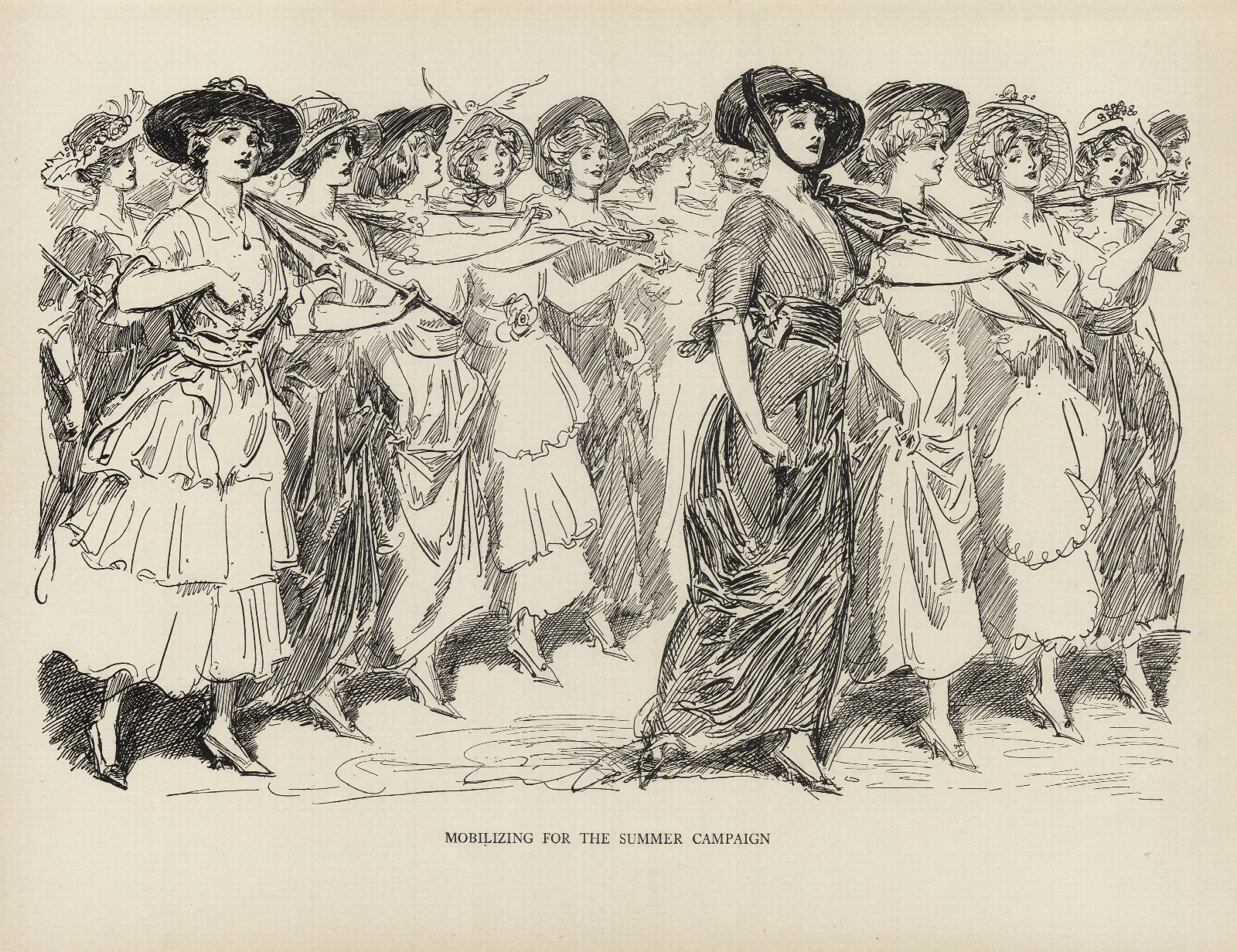 Mobilizing For The Summer Campaign Wall Art by Charles Dana Gibson - Canvas Print