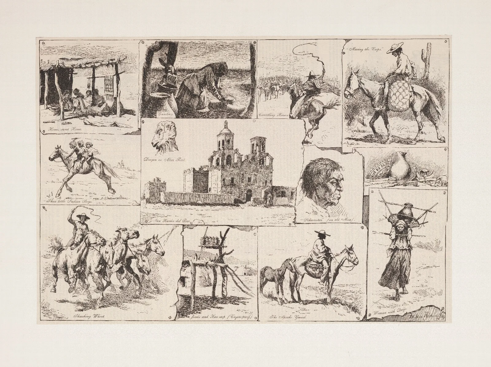 Sketches Among The Papagos Of San Xavier Wall Art by Frederic Remington - Canvas Print