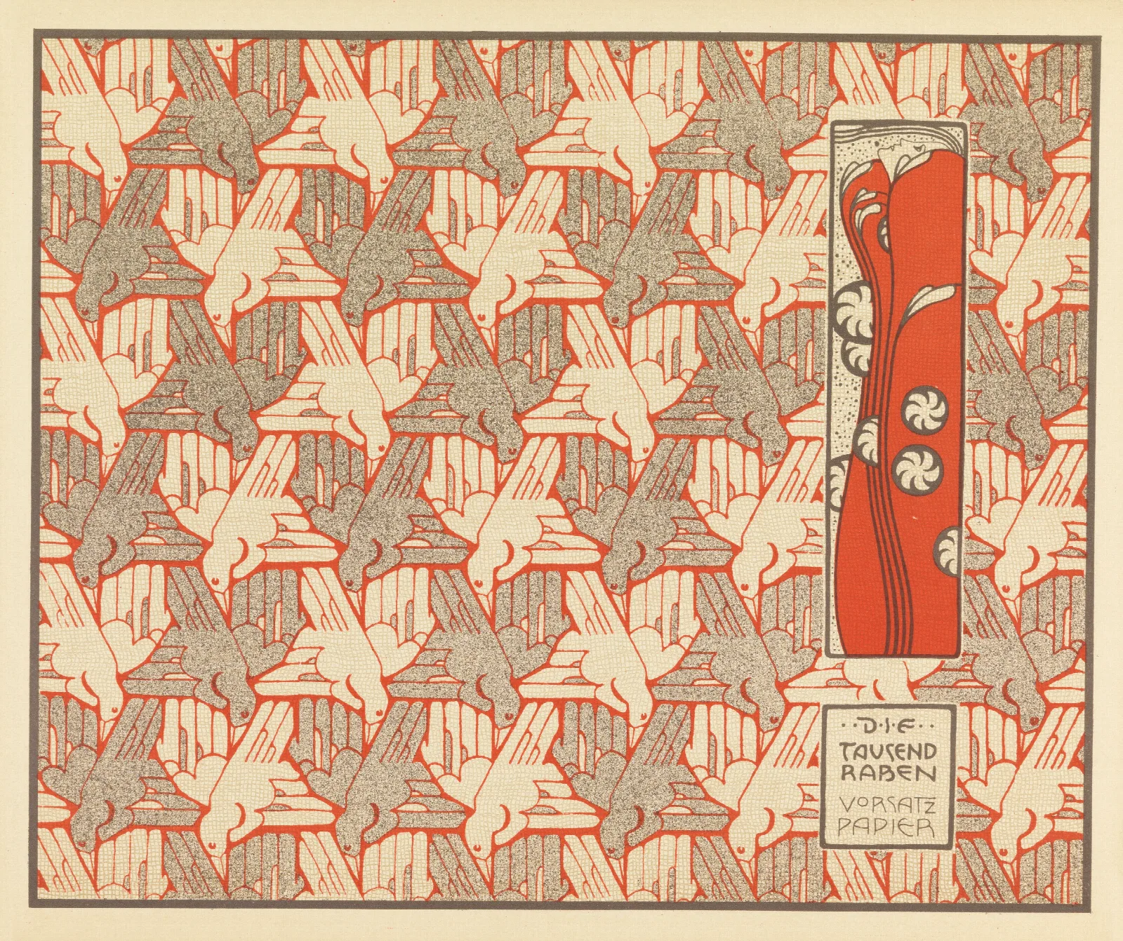 Die Tausend Raben Vorsatz Papier A Thousand Ravens Book End Paper Wall Art by Koloman Moser - Canvas Print