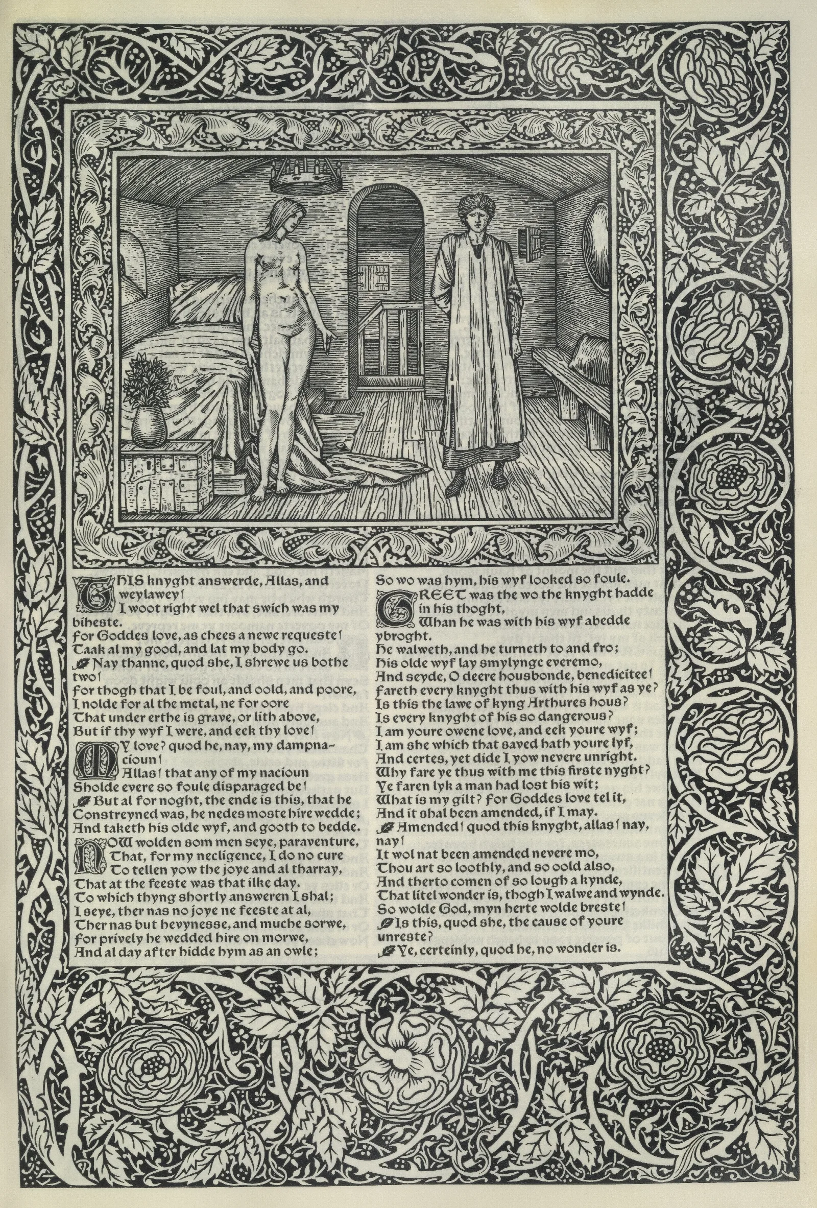 The Works Of Geoffrey Chaucer Pl 14 Wall Art by Sir Edward Coley Burne-Jones - Canvas Print
