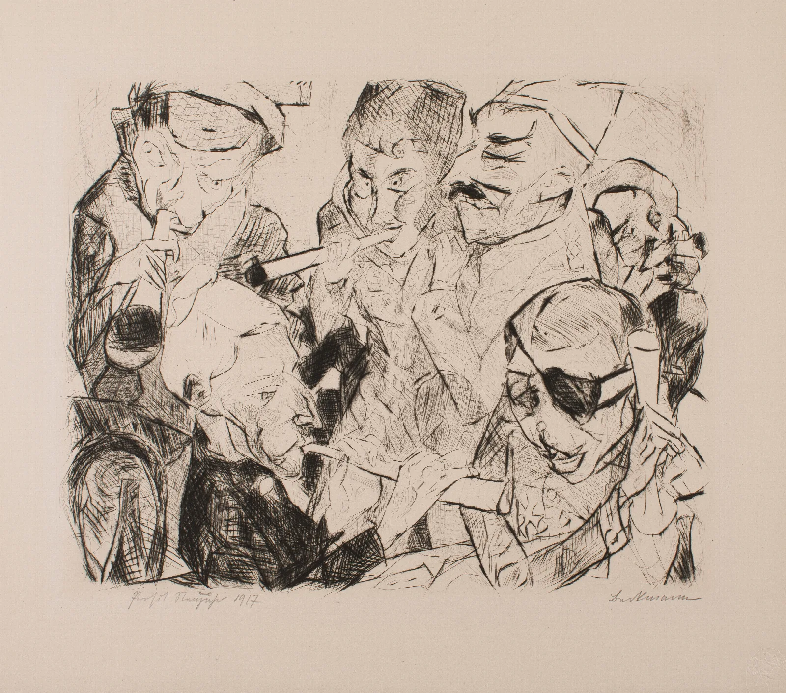 Happy New Year 1917 Plate 17 From The Portfolio Faces Wall Art by Max Beckmann - Canvas Print