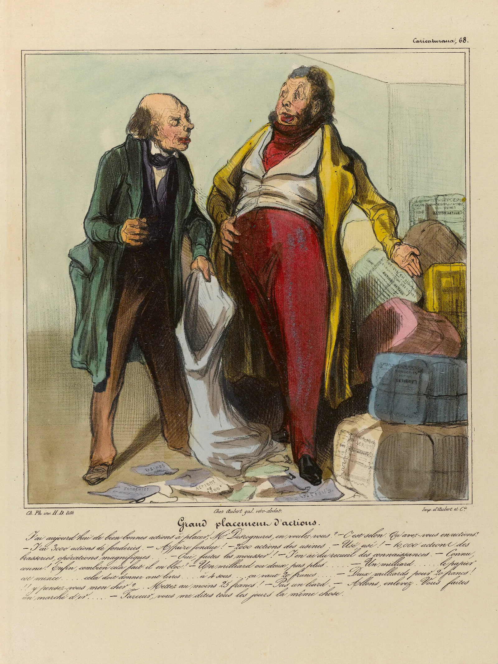 Grand Placement Dactions Wall Art by Honoré Daumier - Canvas Print