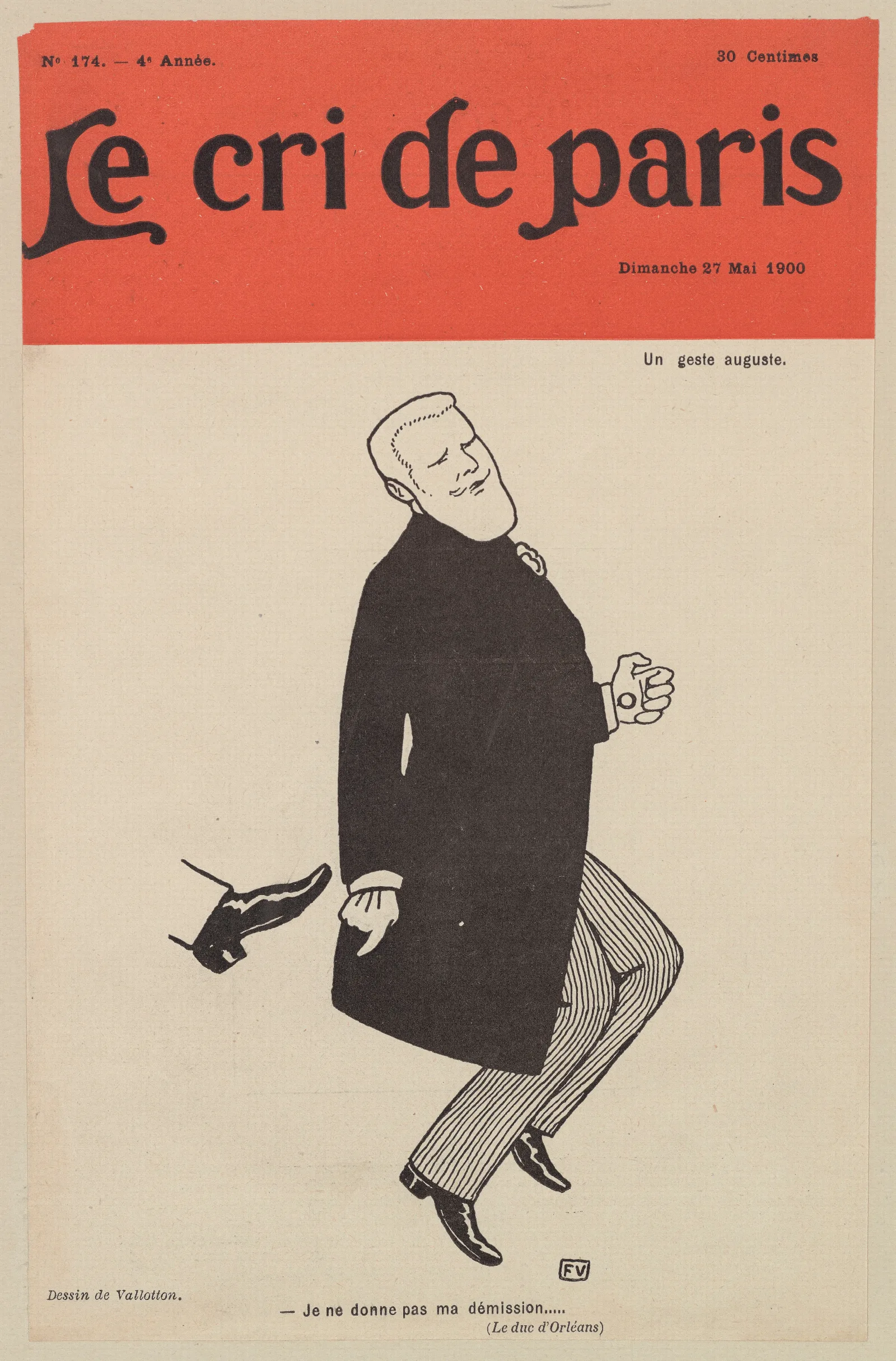 Je Ne Donne Pas Ma Demission Le Duc Dorleans Wall Art by Félix Vallotton - Canvas Print