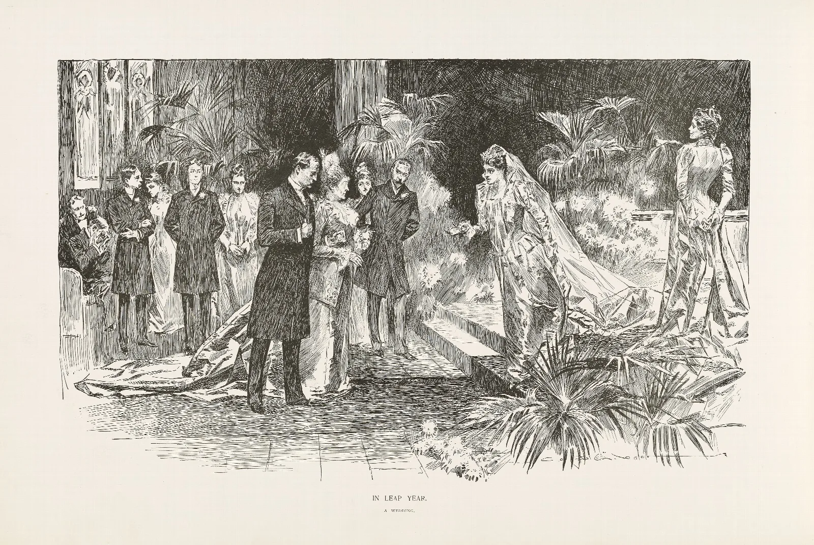 In Leap Year A Wedding Wall Art by Charles Dana Gibson - Canvas Print
