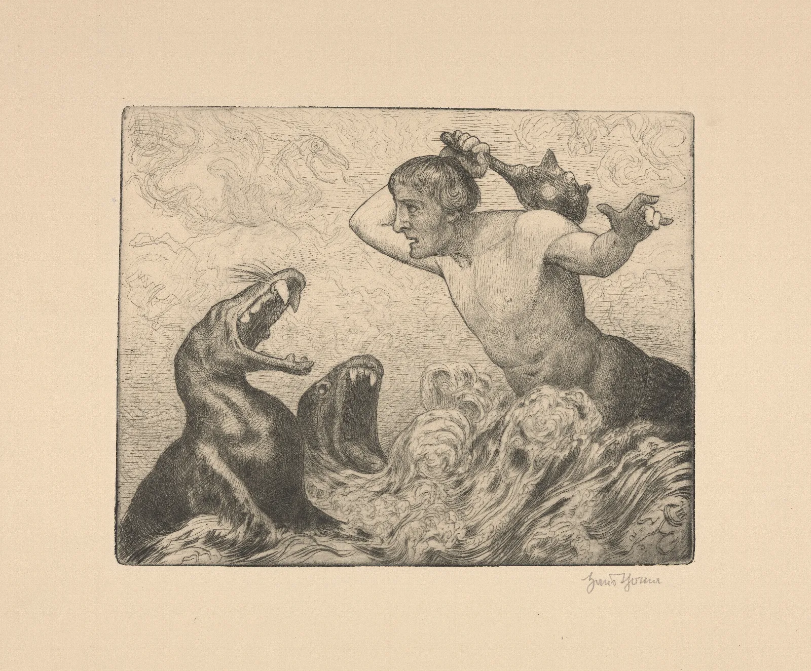 Das Seeungeheuer The Sea Monster Wall Art by Hans Thoma - Canvas Print