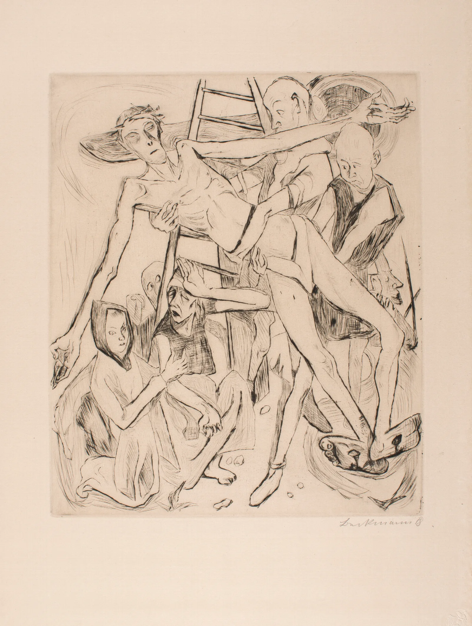 Descent From The Cross Plate 11 From The Portfolio Faces Wall Art by Max Beckmann - Canvas Print