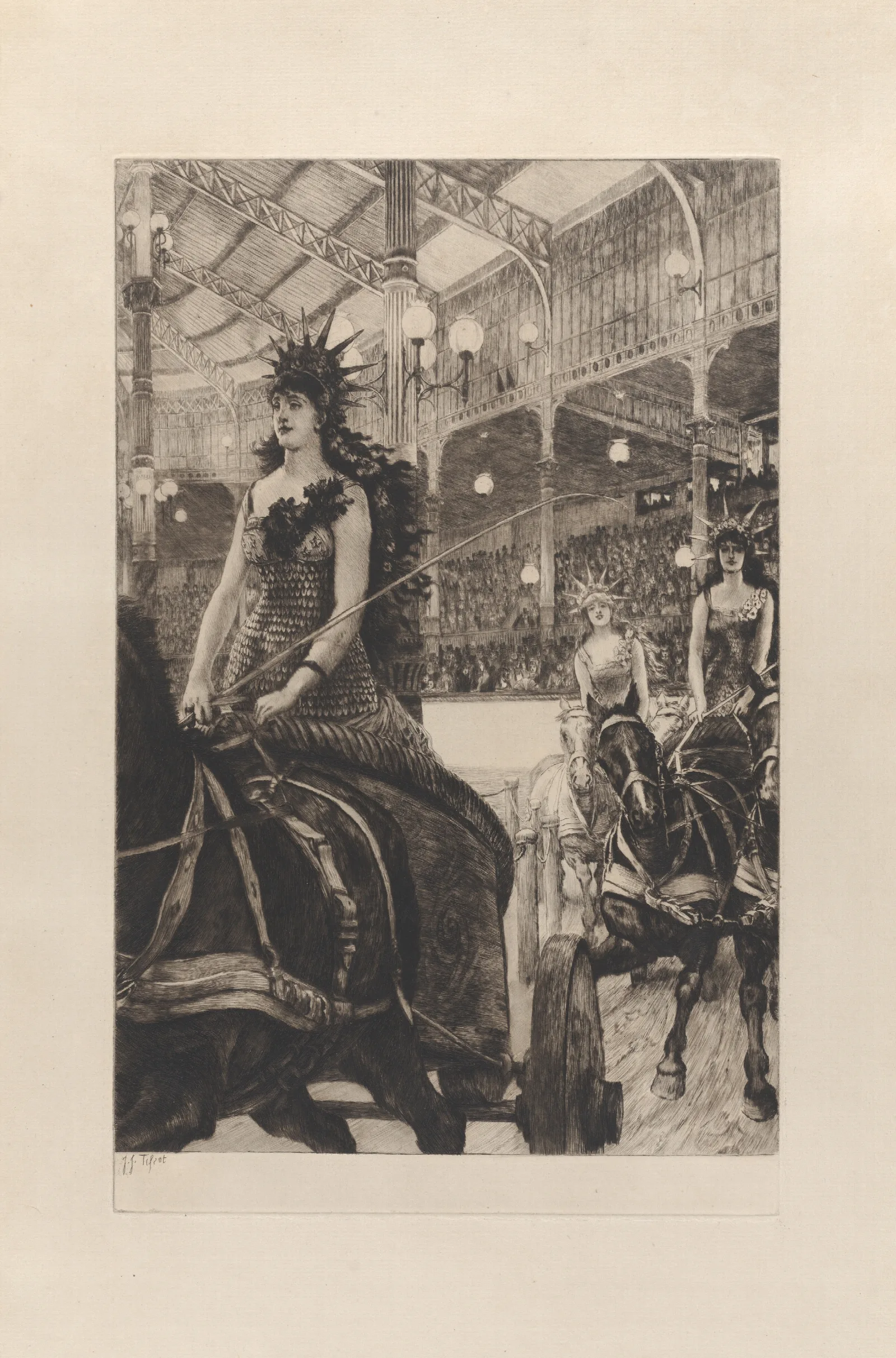 The Ladies Of The Chariots At The Hippodrome Ces Dames Des Chars A Lhippodrome Wall Art by James Tissot - Canvas Print