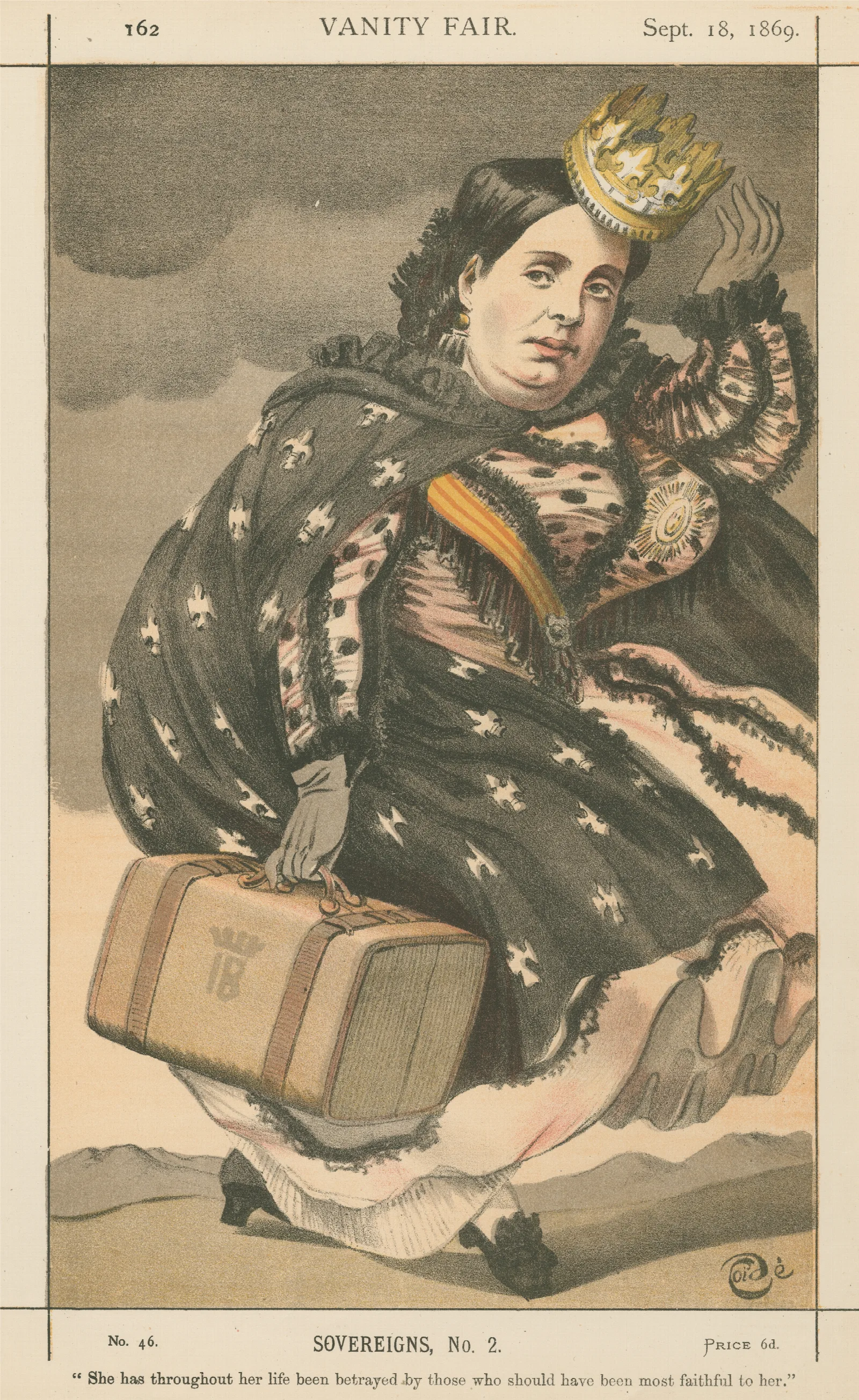 Vanity Fair Royalty She Has Throughout Her Life Been Betrayed By Those Who Should Have Been Most Faithful To Her Isabella Ii Queen Of Spain September 28 1869 Wall Art by James Tissot - Canvas Print