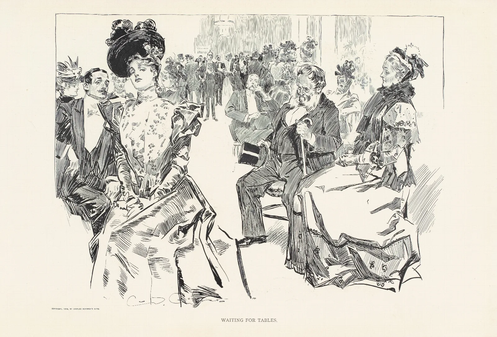 Waiting For Tables Wall Art by Charles Dana Gibson - Canvas Print