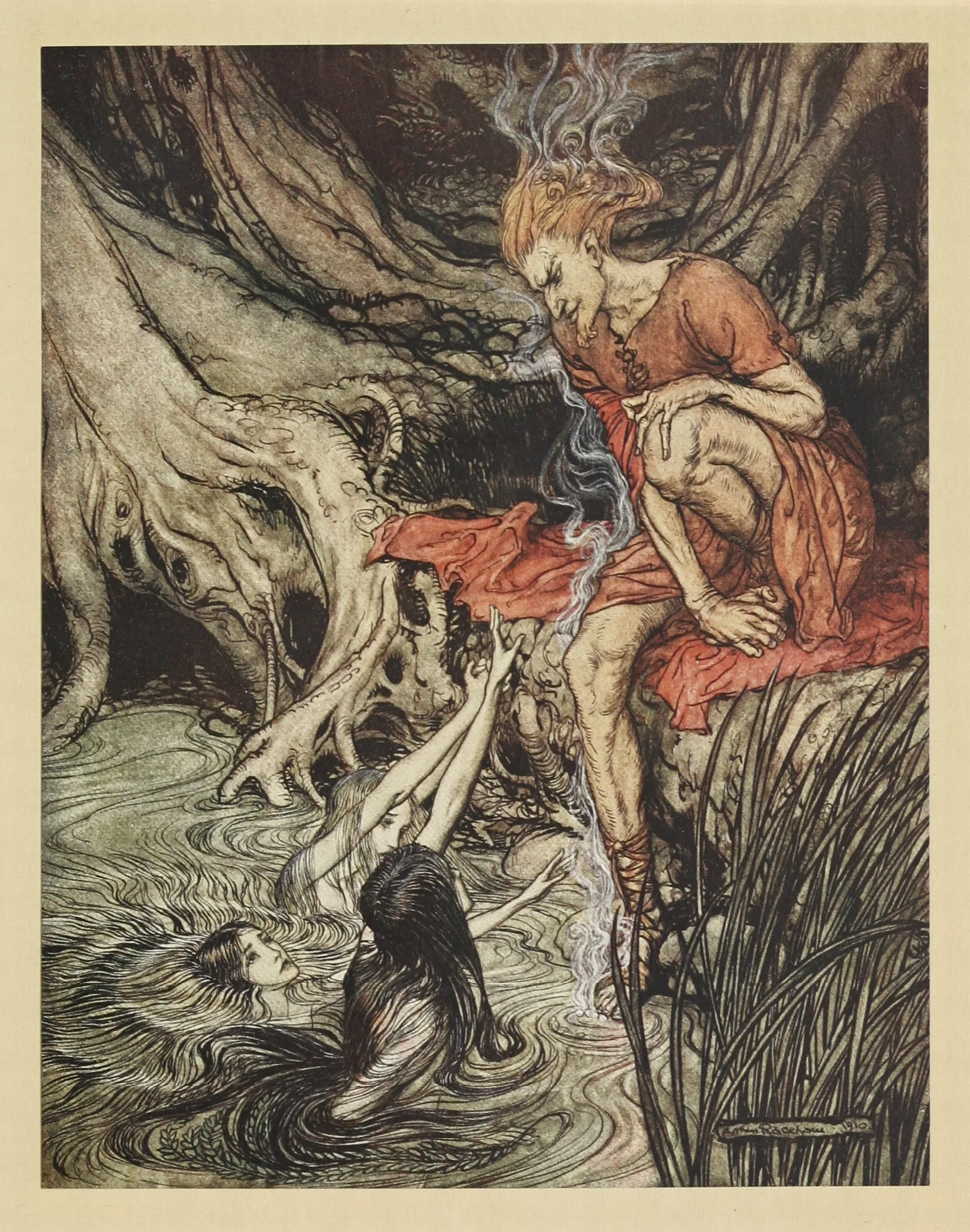 The Rhines Pure Gleaming Children Told Me Of Their Sorrow Wall Art by Arthur Rackham - Canvas Print
