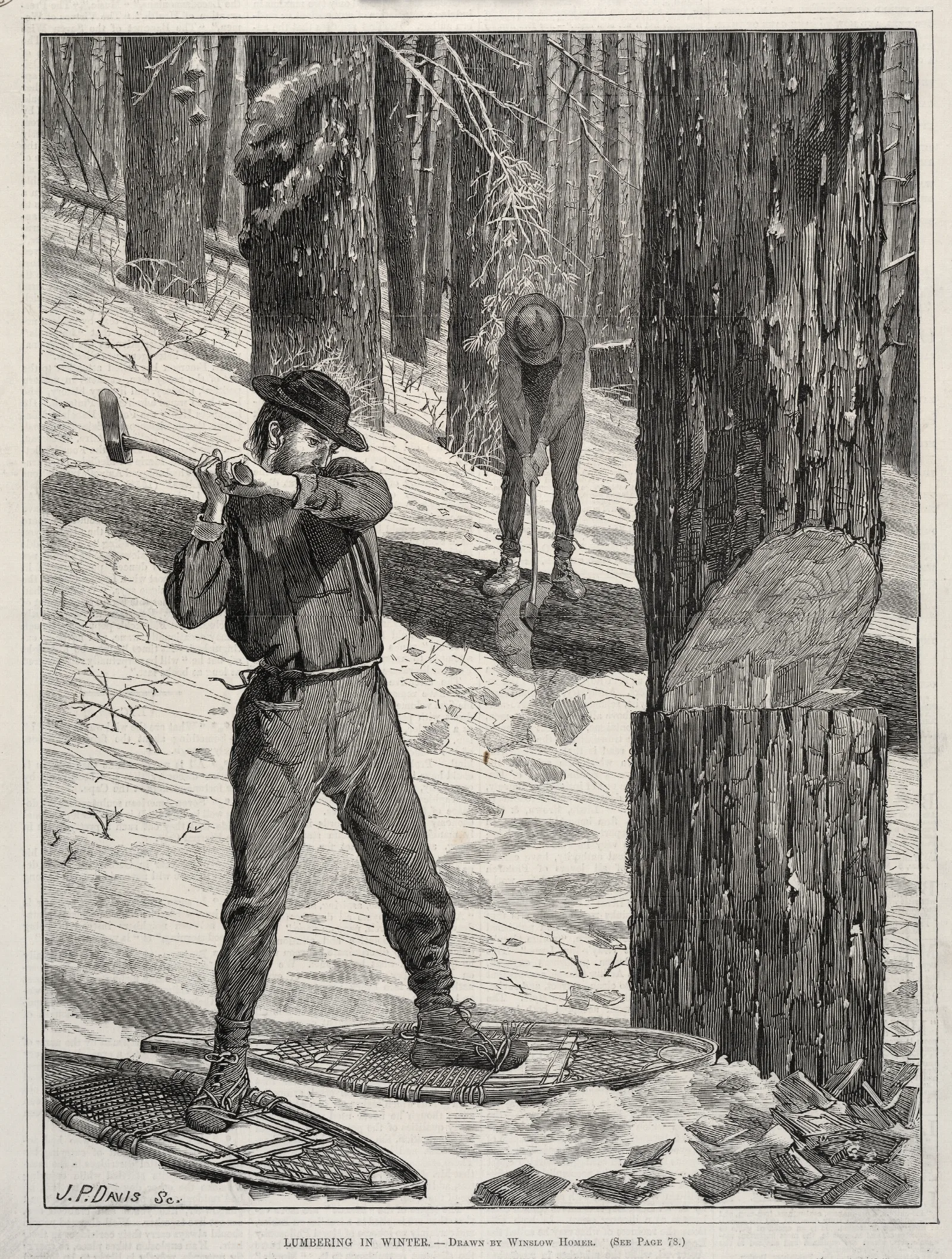 Lumbering In Winter Wall Art by Winslow Homer - Canvas Print