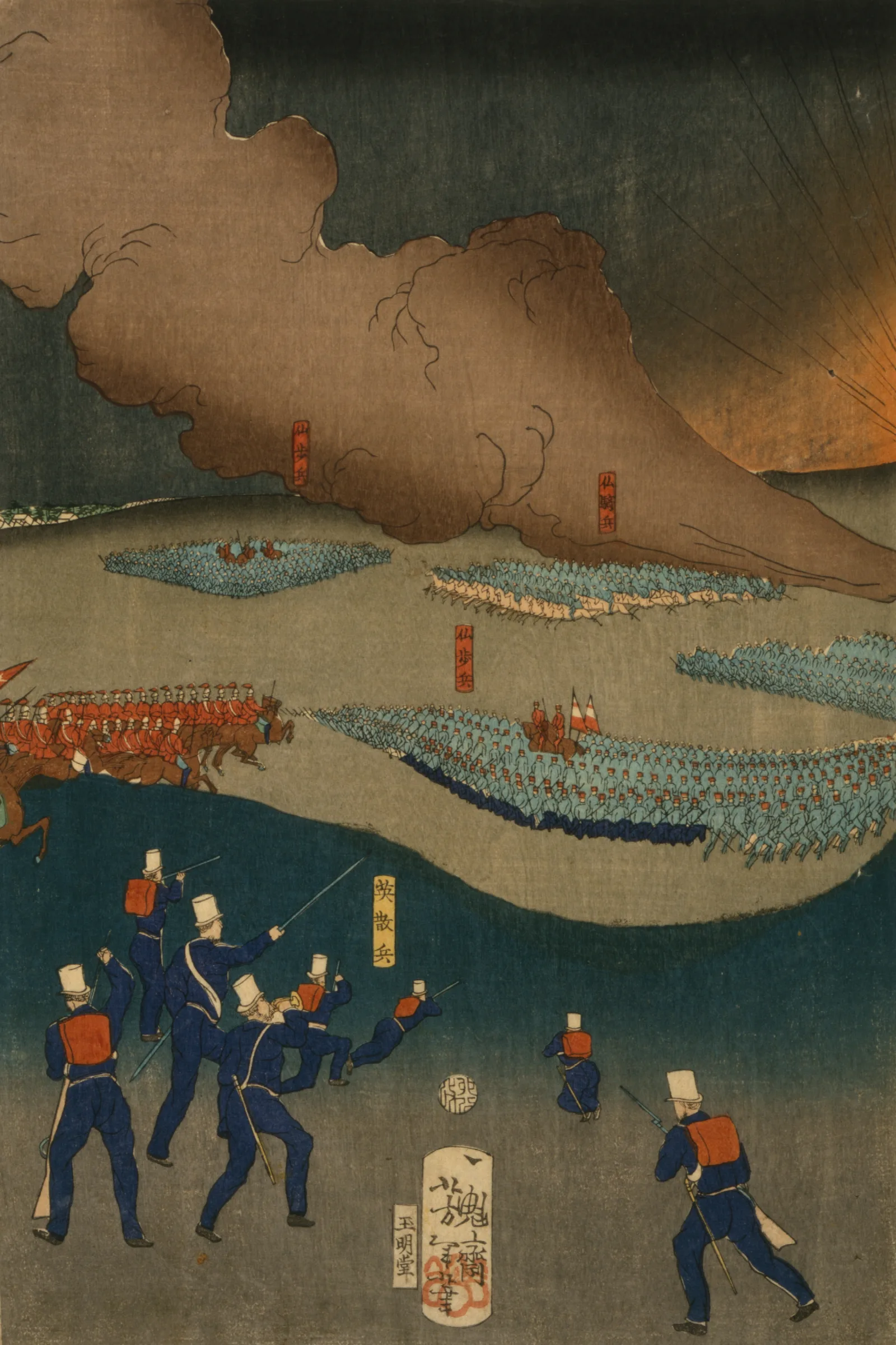 Furansu Igirisu Sanpei Daichosen No Zu 2 Wall Art by Tsukioka Yoshitoshi - Canvas Print