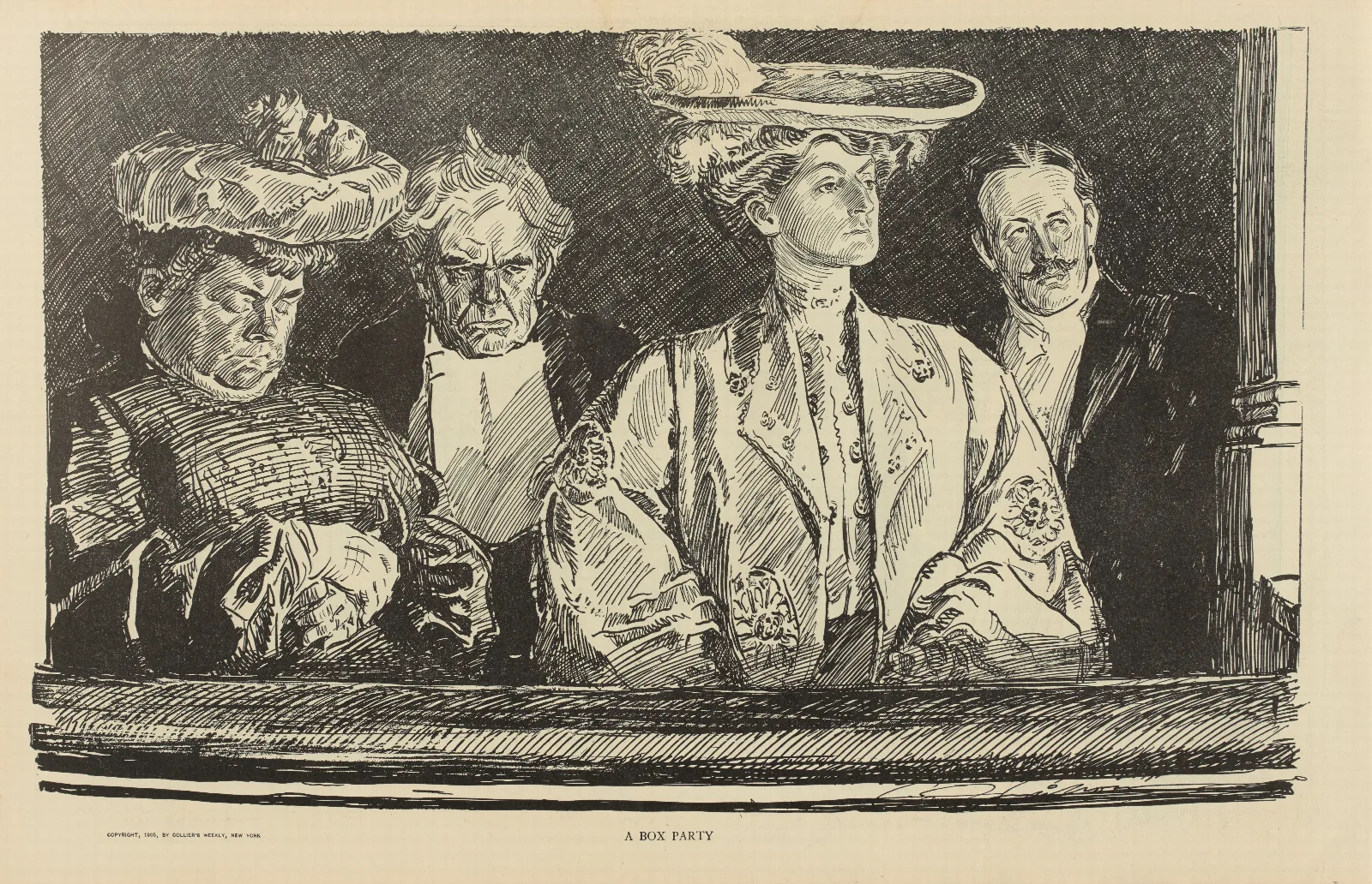 A Box Party Wall Art by Charles Dana Gibson - Canvas Print