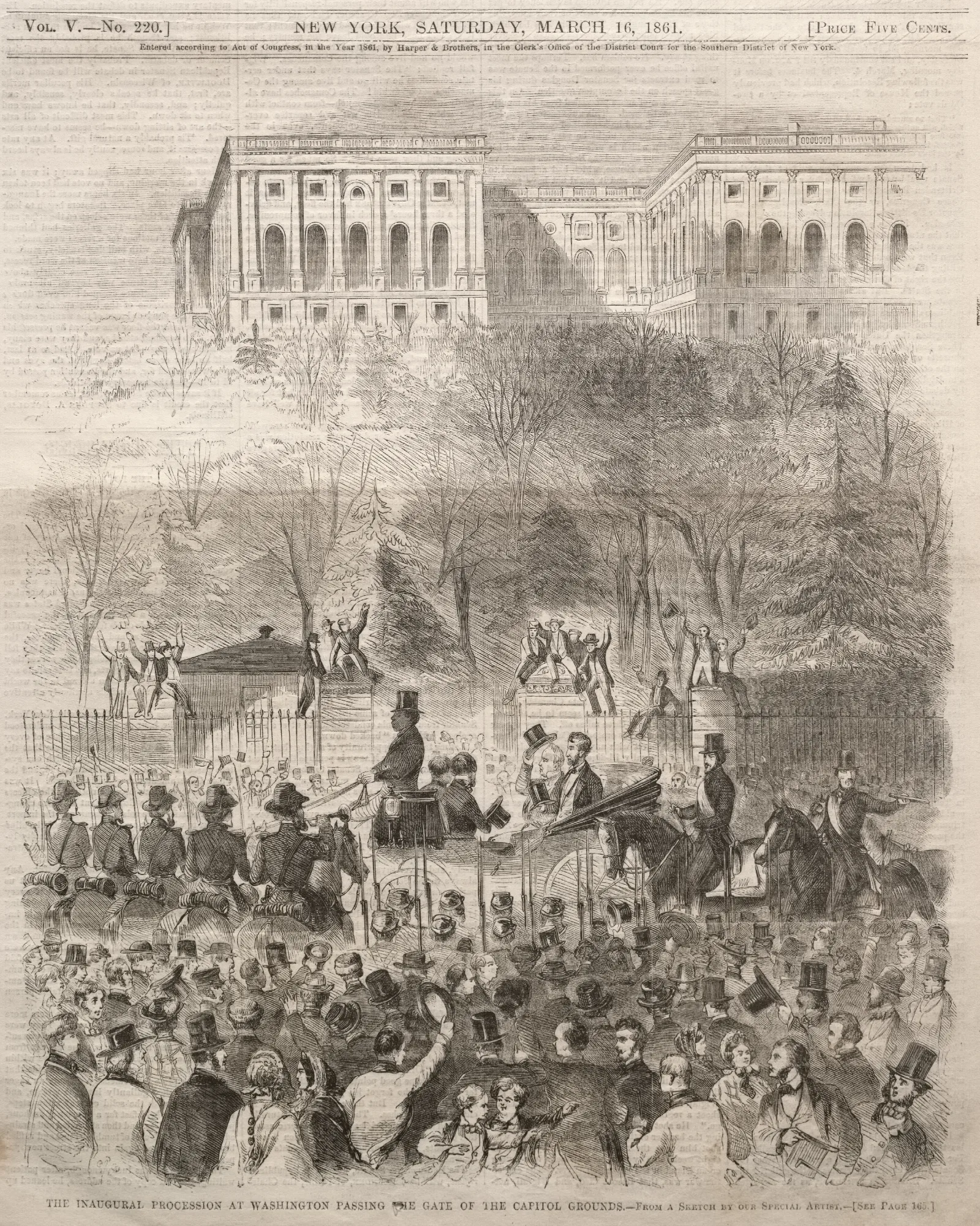 The Inaugural Procession At Washington Passing The Gate Of The Capital Grounds Wall Art by Winslow Homer - Canvas Print