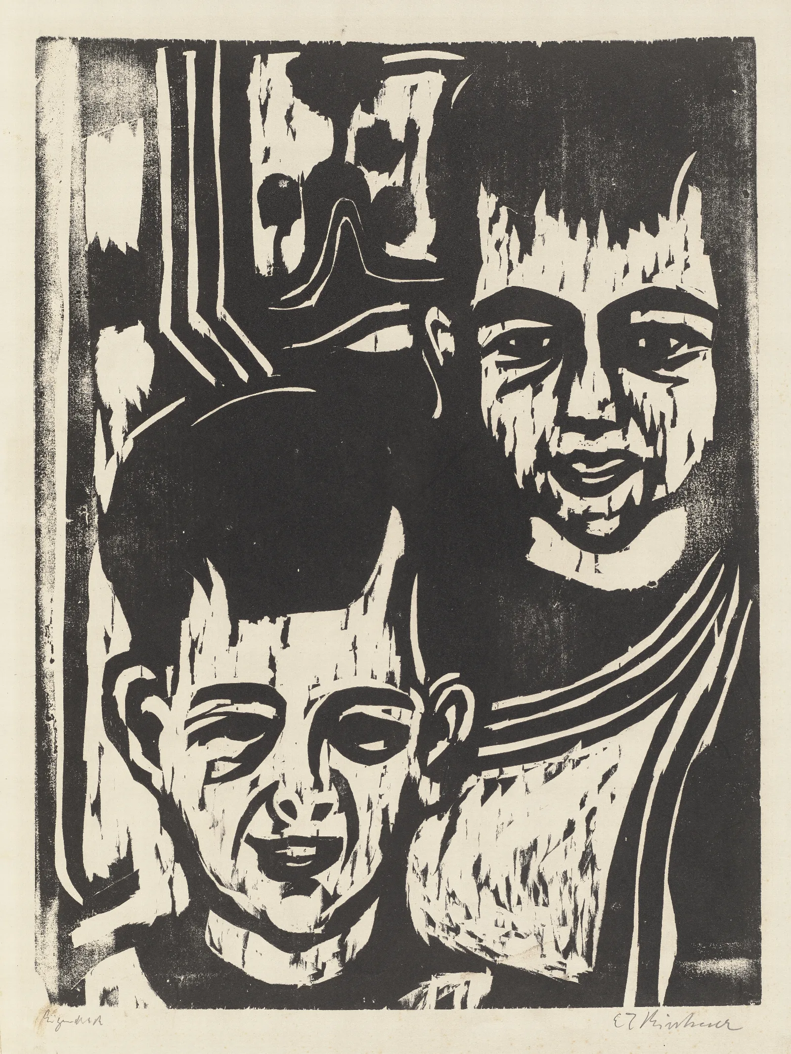 Kinderportrat K H Zwei Knaben Kohler Hausen Wall Art by Ernst Ludwig Kirchner - Canvas Print