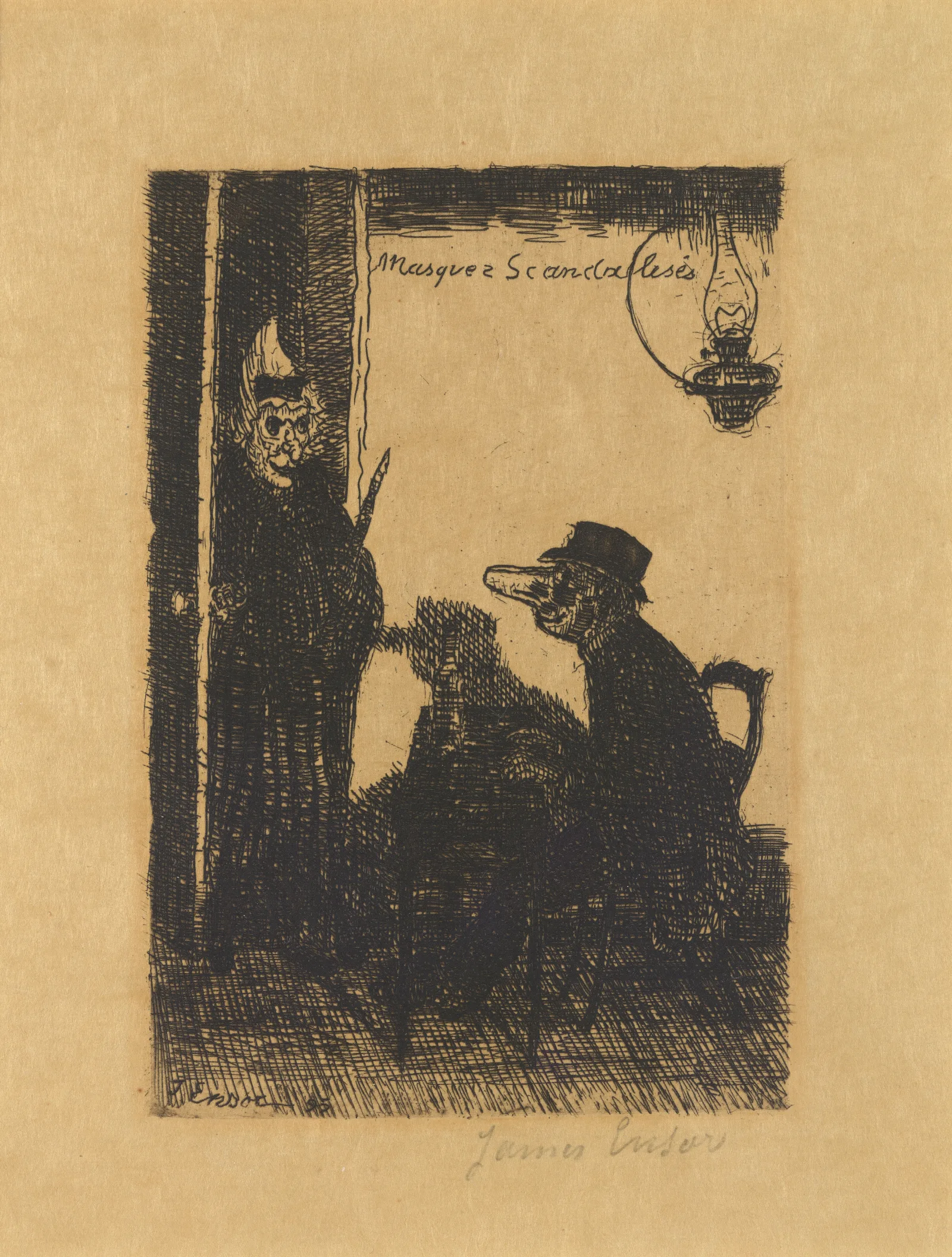 Geergerde Maskers Wall Art by James Ensor - Canvas Print