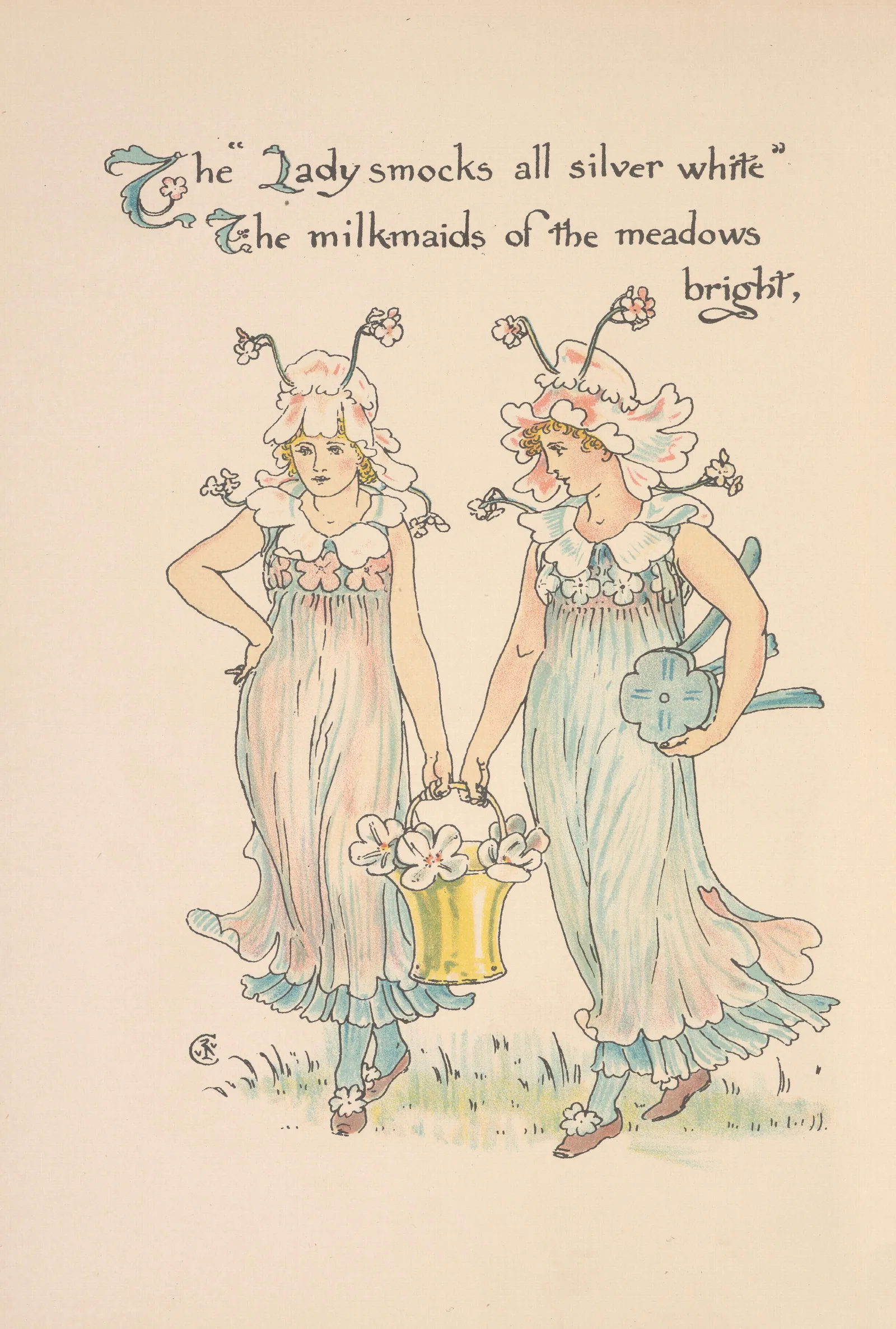Floras Feast A Masque Of Flowers Pl 10 Wall Art by Walter Crane - Canvas Print