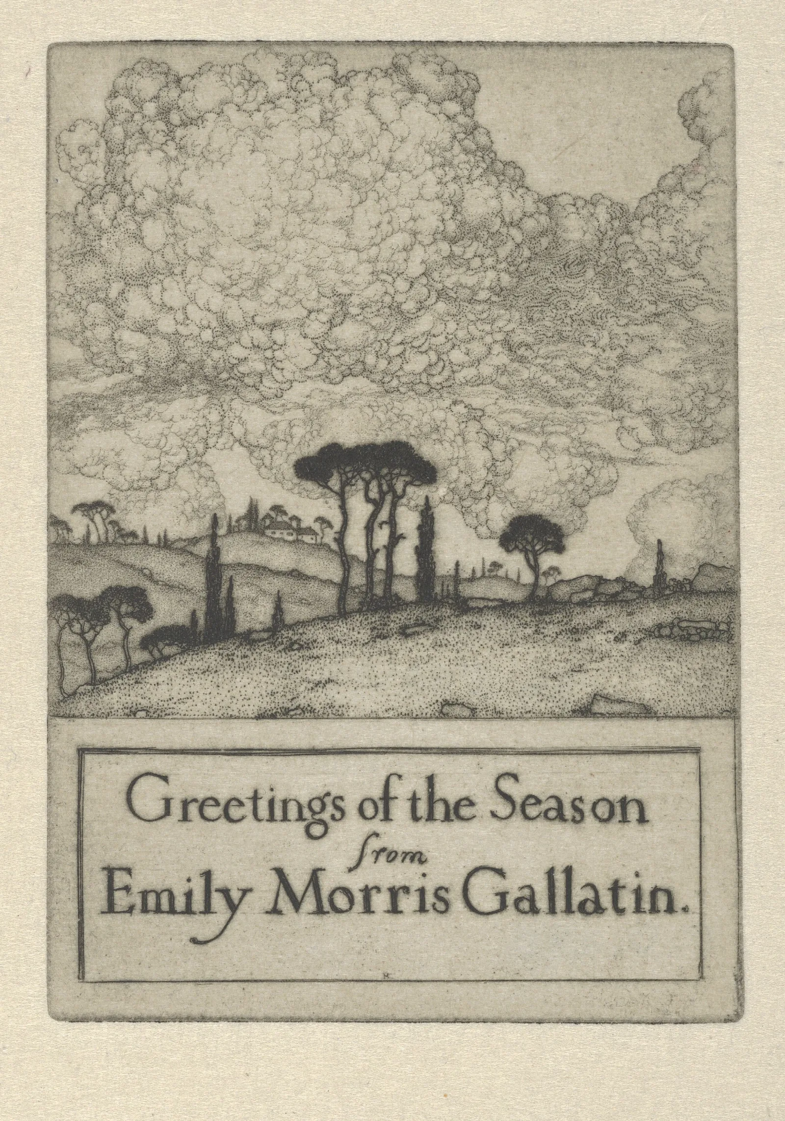 Greetings Of The Season From Emily Morris Gallatin 4 Wall Art by Ernest Haskell - Canvas Print