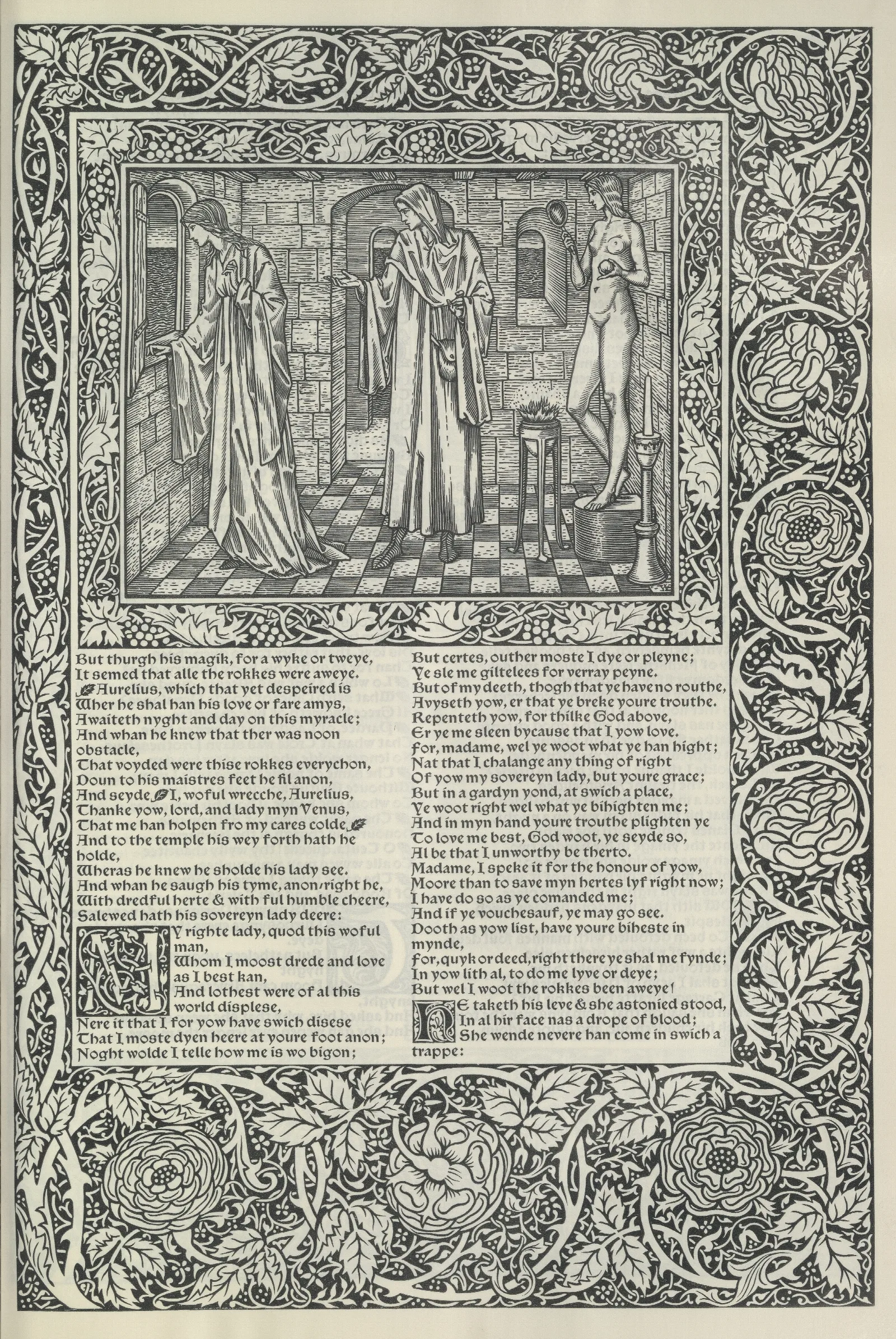 The Works Of Geoffrey Chaucer Pl 26 Wall Art by Sir Edward Coley Burne-Jones - Canvas Print