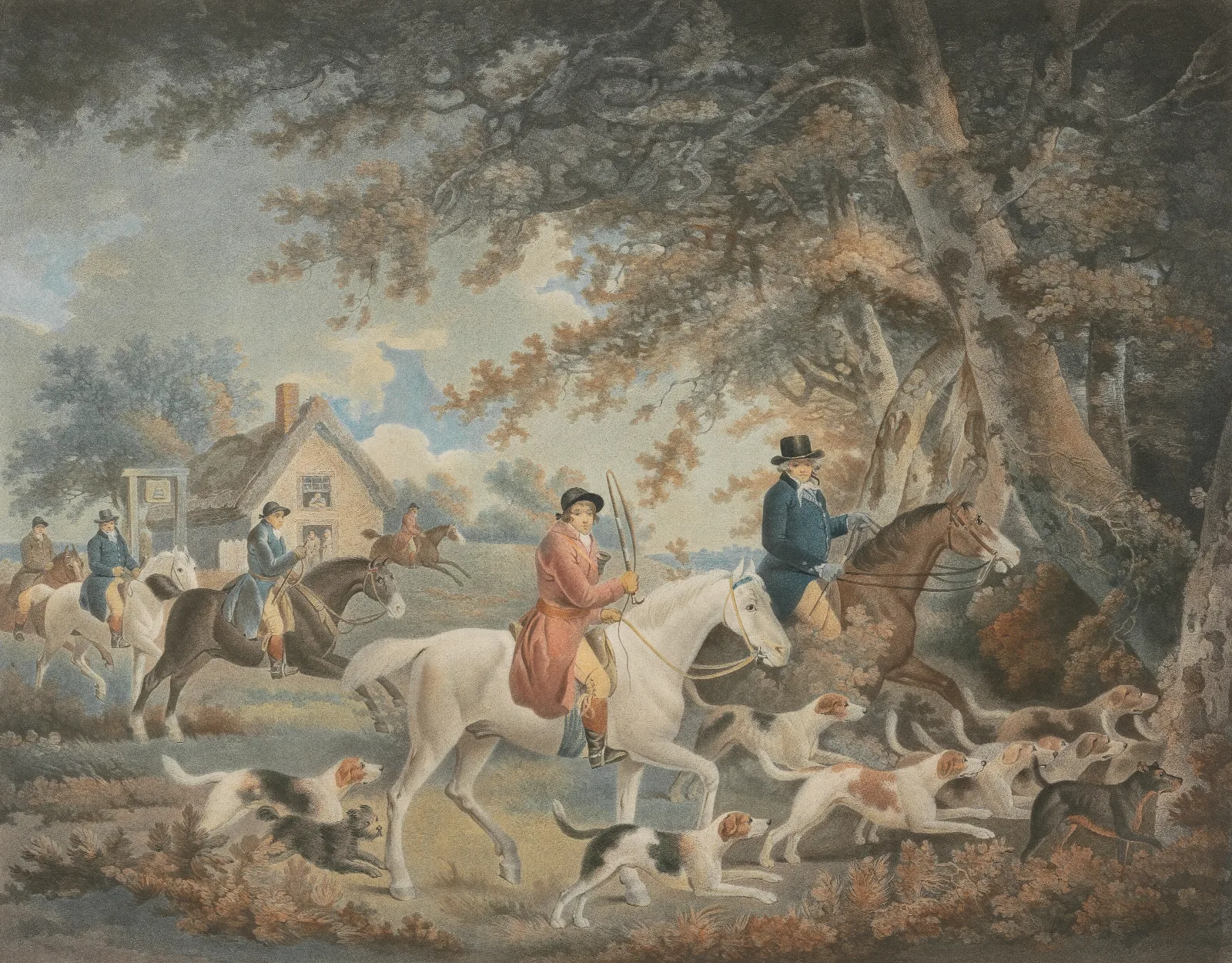 Fox Hunting Going Into Cover Wall Art by George Morland - Canvas Print
