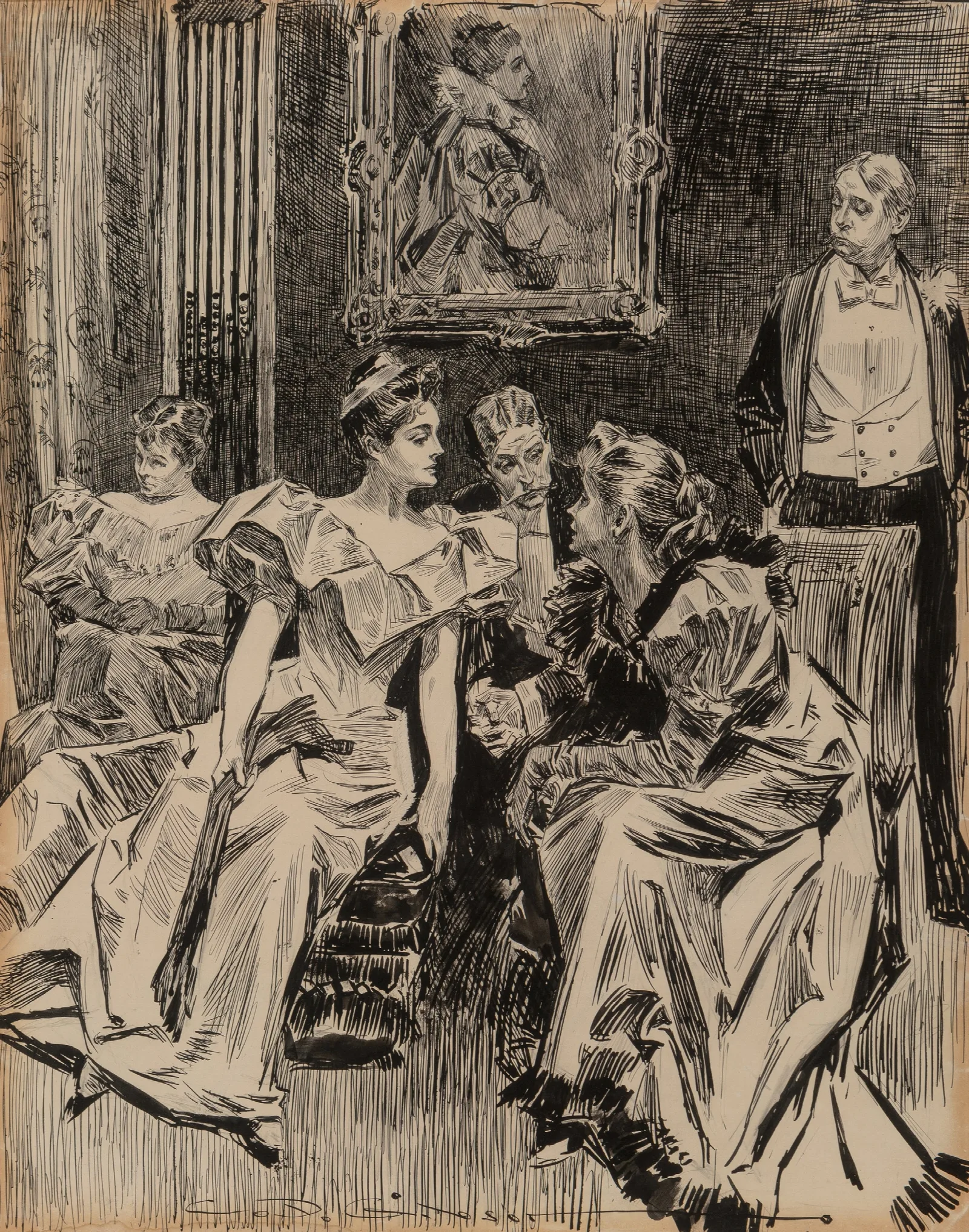 A Social Gathering Wall Art by Charles Dana Gibson - Canvas Print